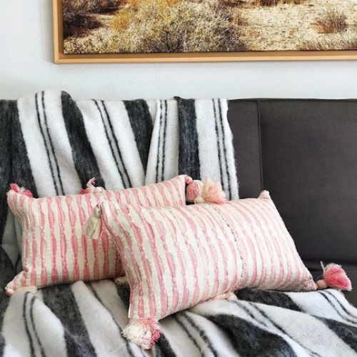 Antigua Pillow- Faded Pink Stripe