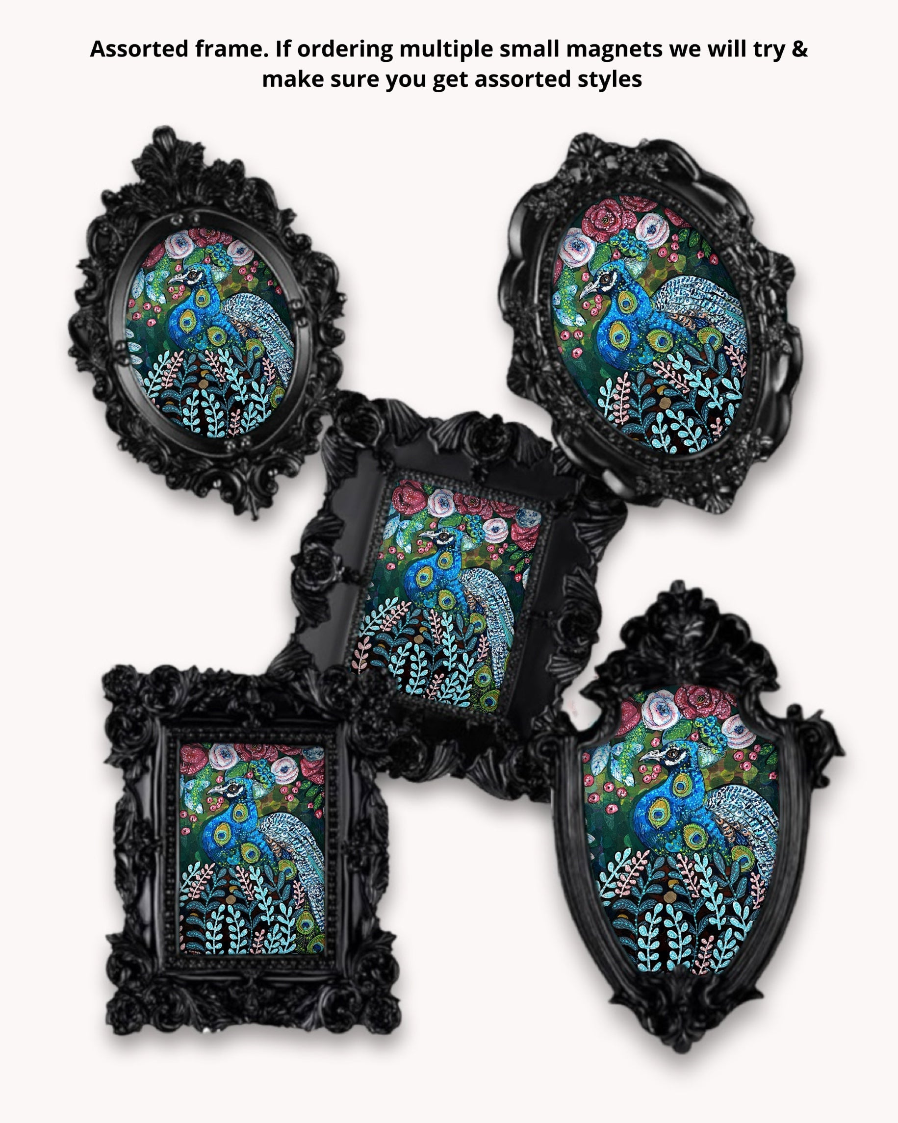 Blue Boy Peacock Framed Magnet ( Small ) - Arte House