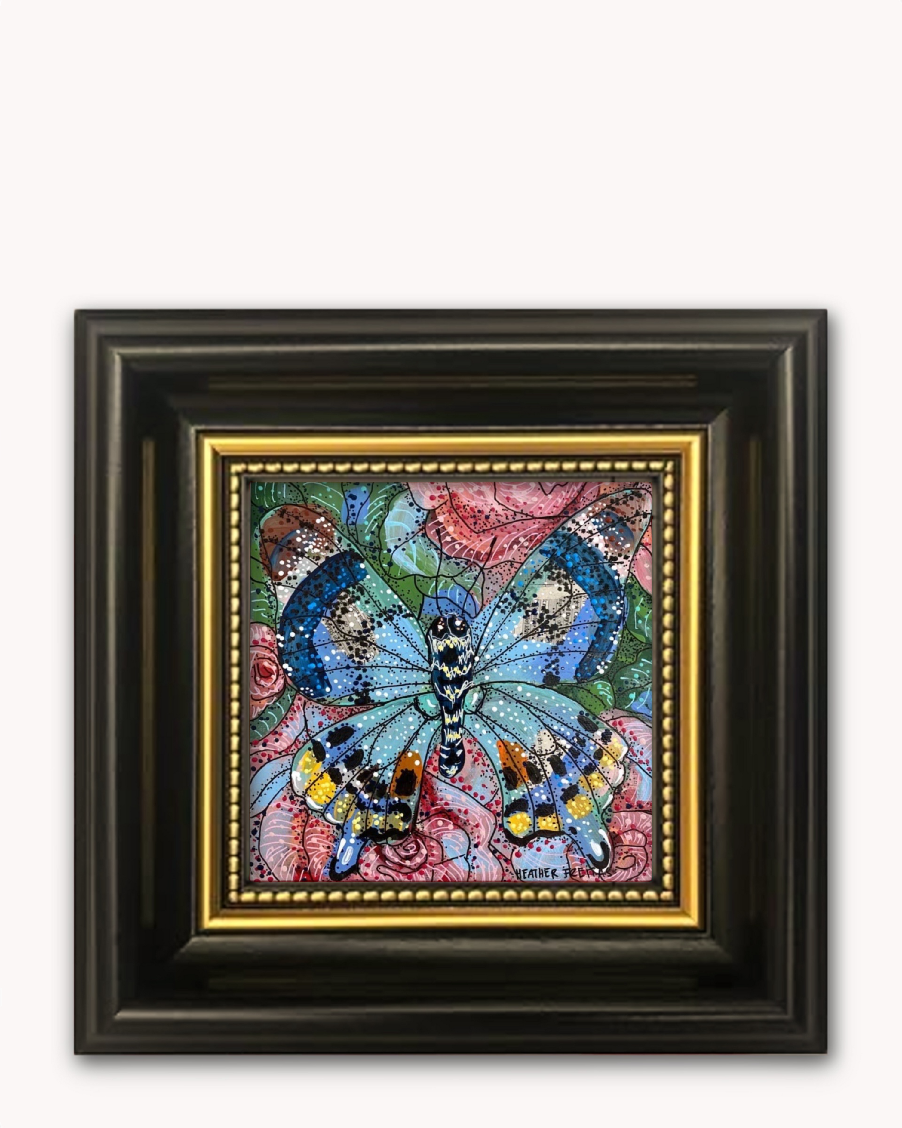 Rose Bouquet Butterfly Framed Magnet ( Medium ) - Arte House
