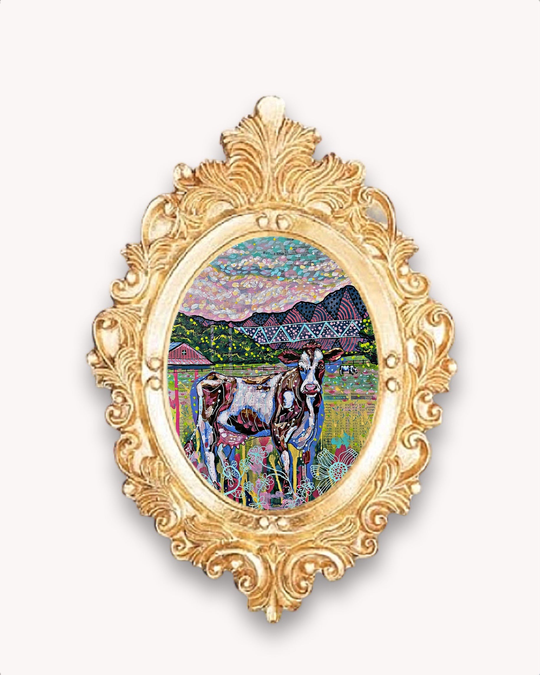 Cows On The Farm Framed Magnet ( Small ) - Arte House