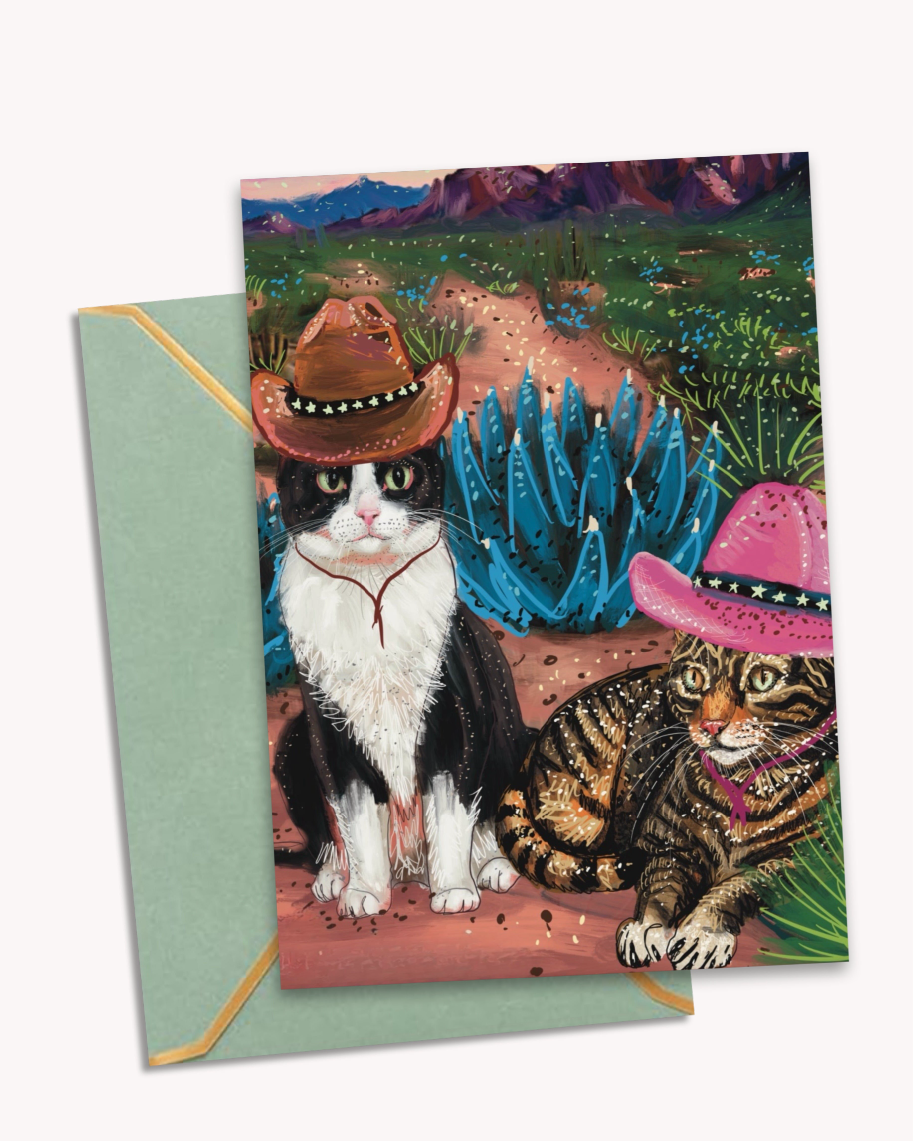 Cowboy Cats - Greeting Card / Fine Art Print - Arte House