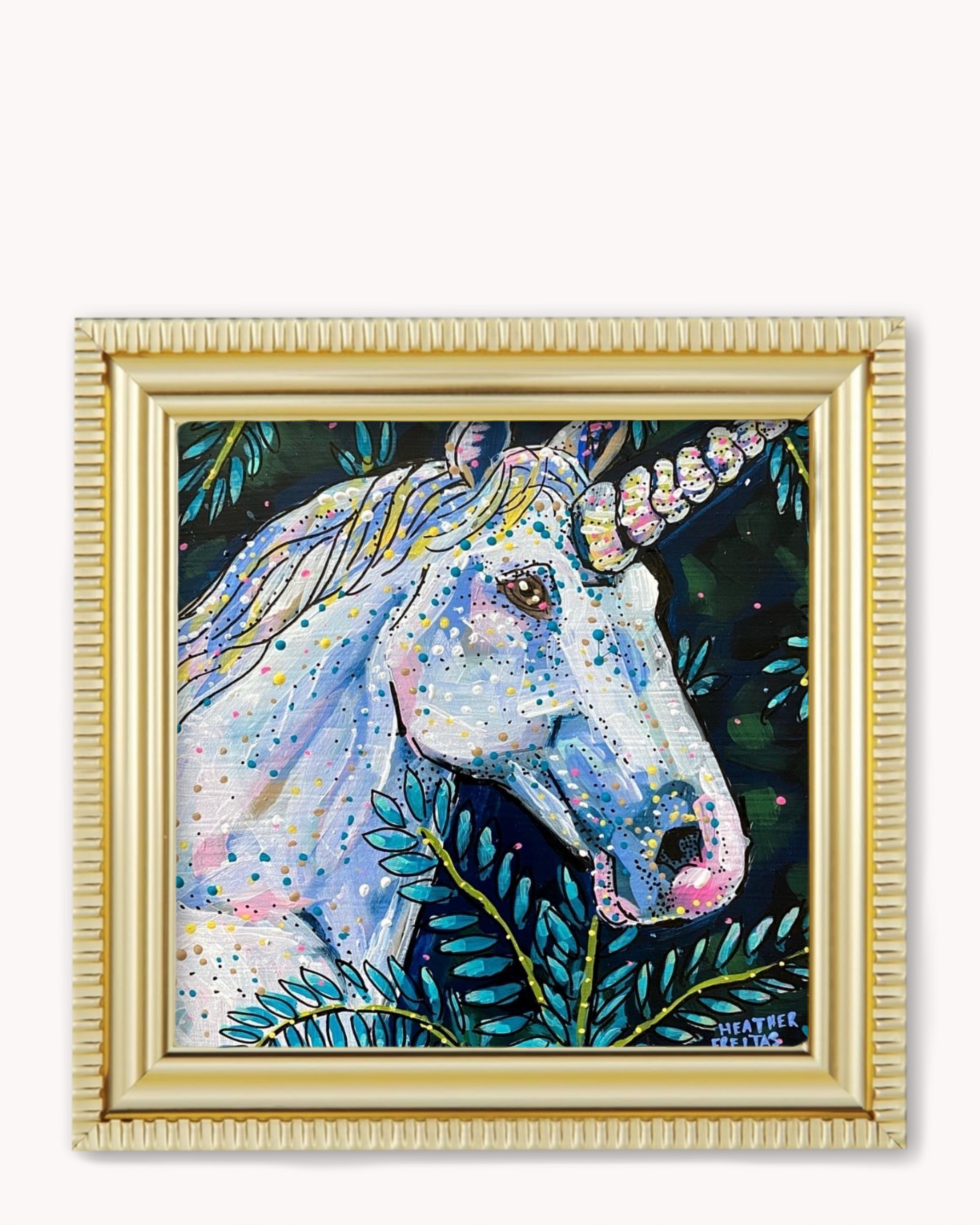 Emerald Unicorn Framed Magnet ( Medium ) - Arte House