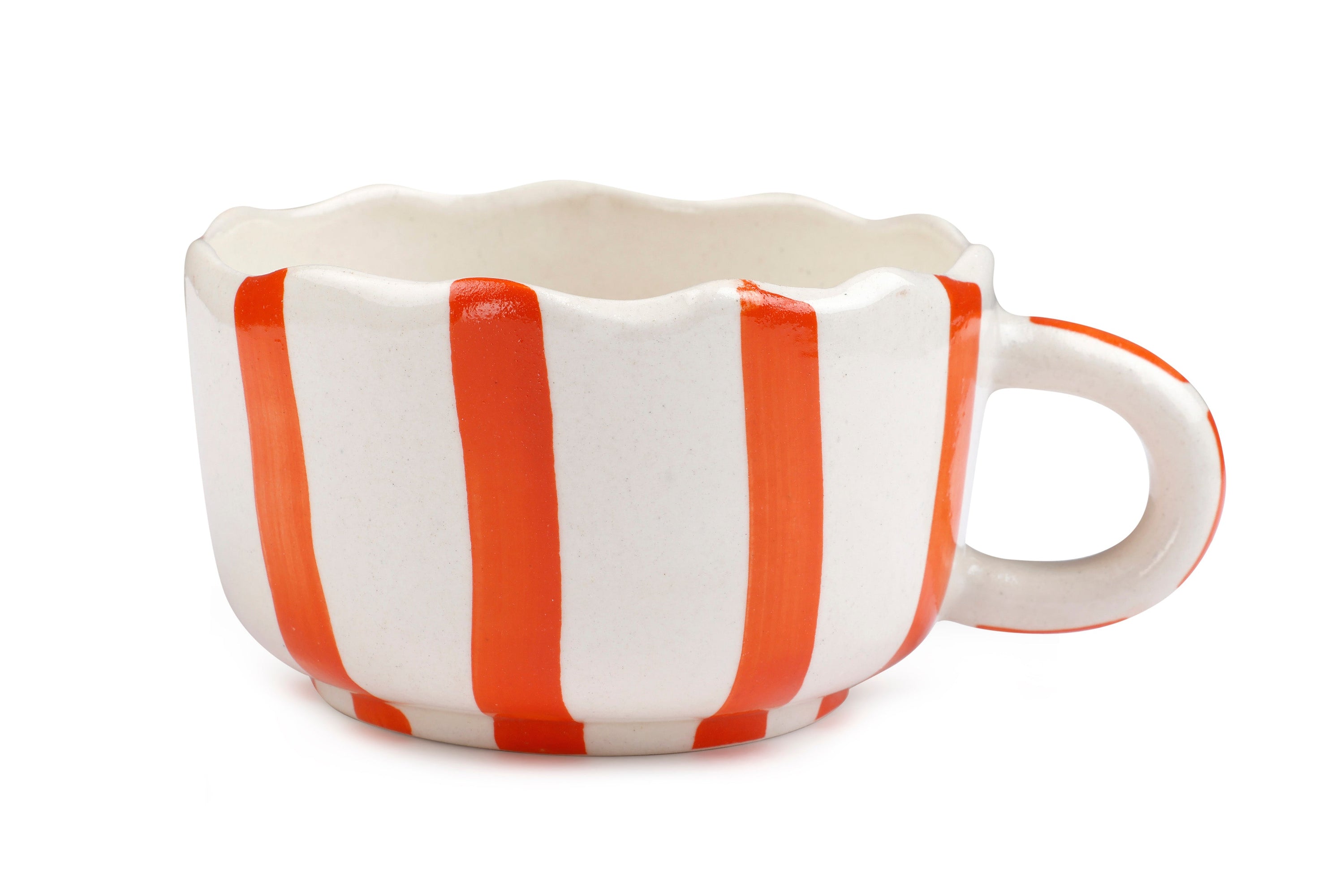 Ceramic  wavy Orange Coffee Cup , 2.9 x 3.9 Inches (SET OF 2) - Arte House
