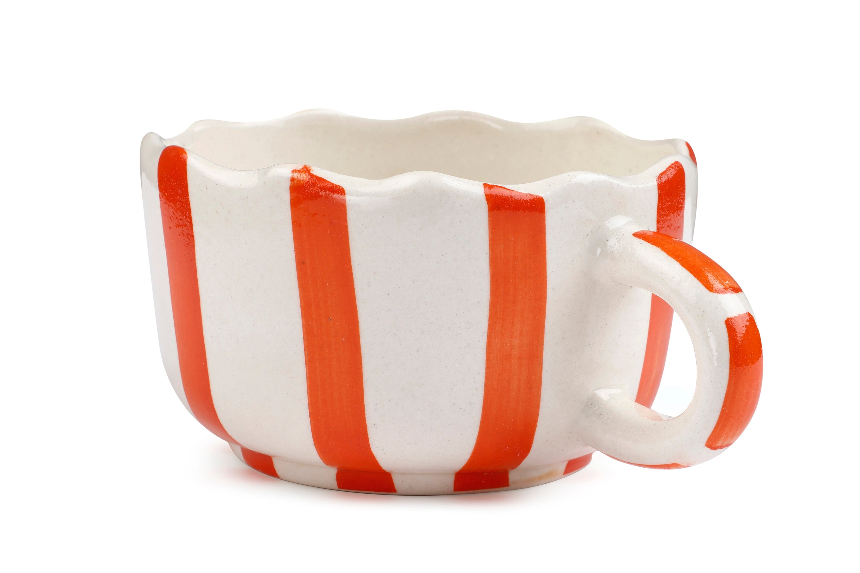 Ceramic  wavy Orange Coffee Cup , 2.9 x 3.9 Inches (SET OF 2) - Arte House
