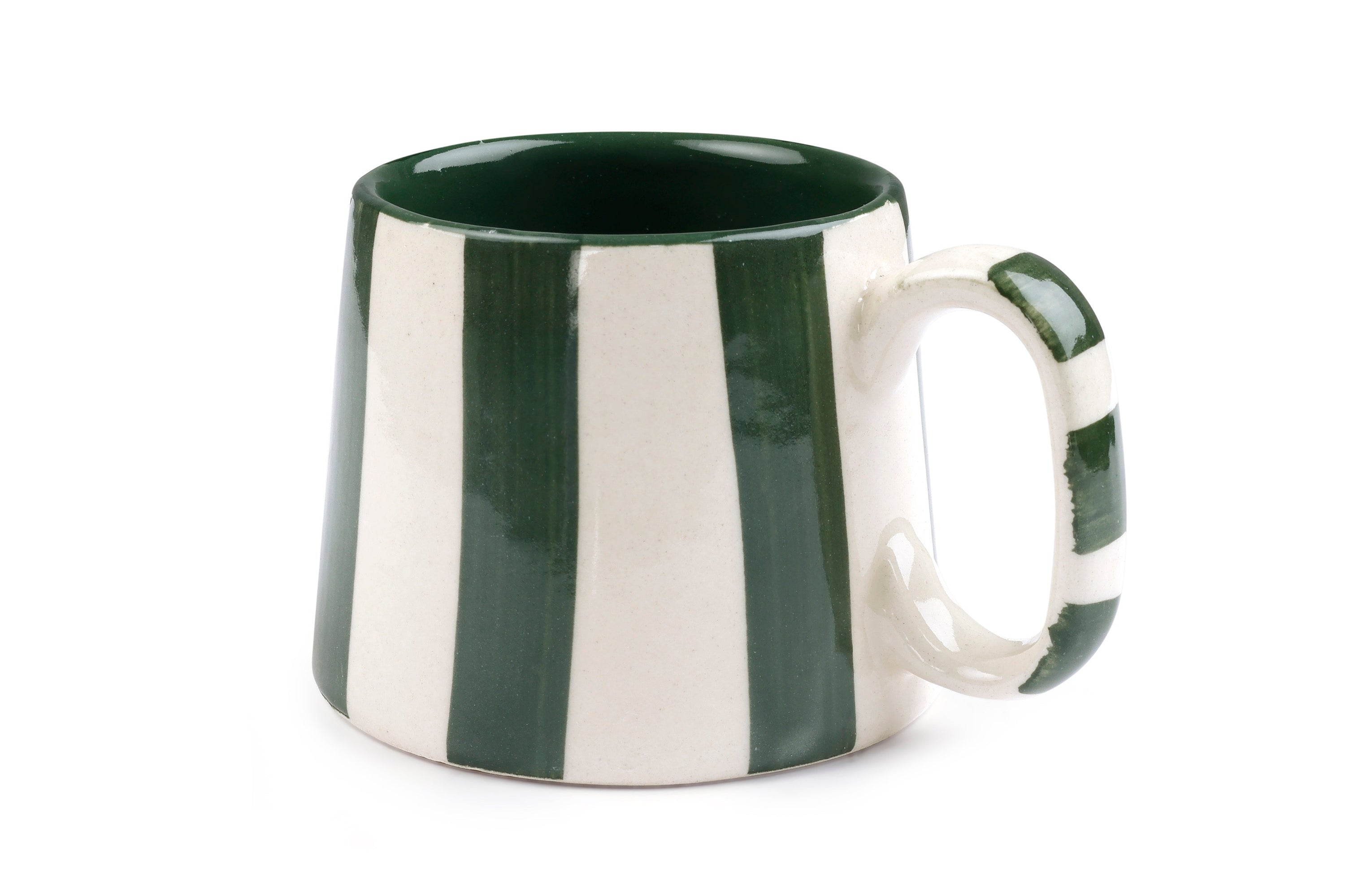 Ceramic olive  Stripe Coffee cup- 220ml (SET OF 4) - Arte House