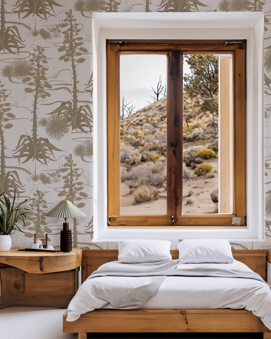 Agave Valley Wallpaper, white and tan