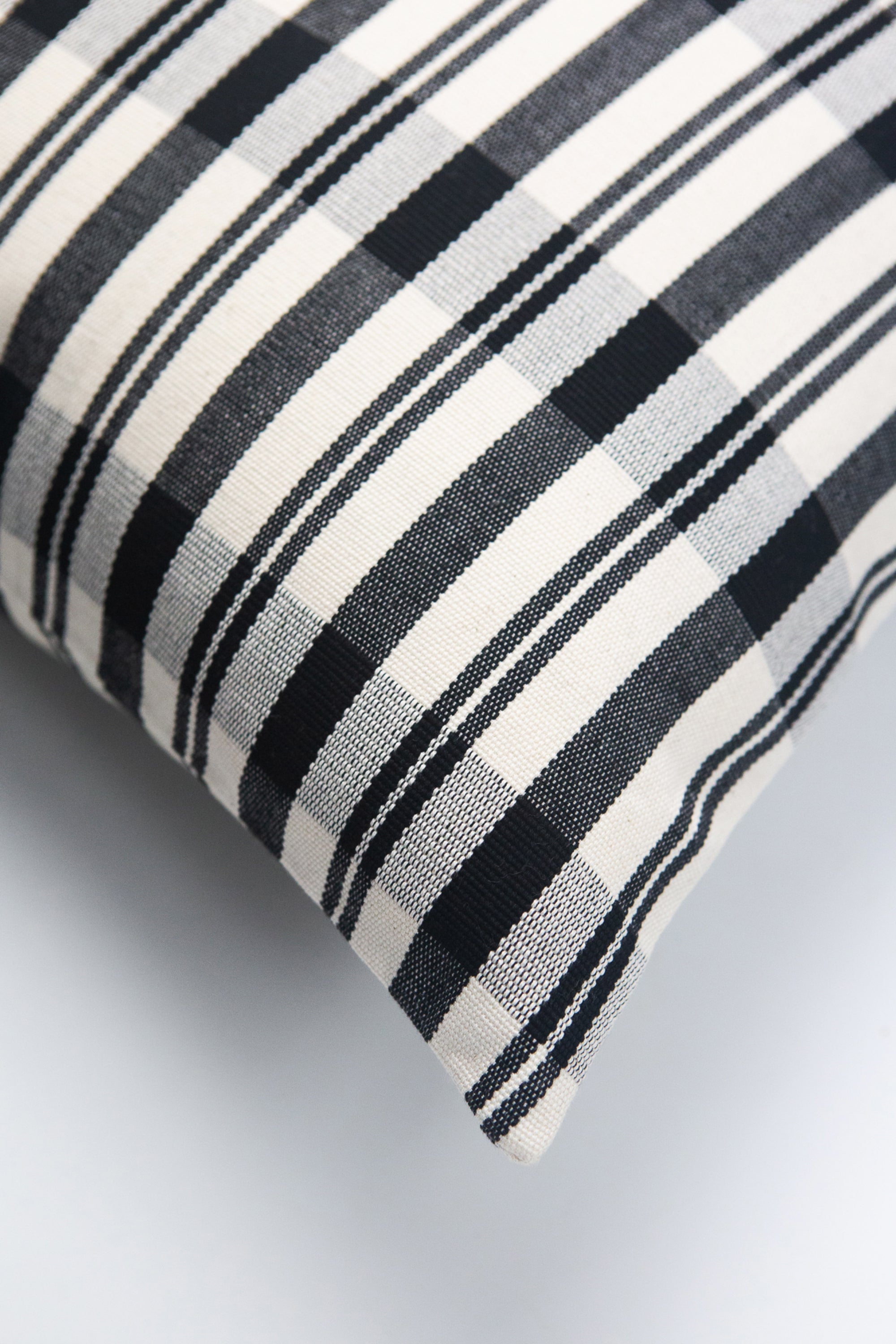 Cecilia Black and Ivory Striped Plaid Pillow - 20" x 20" - Arte House