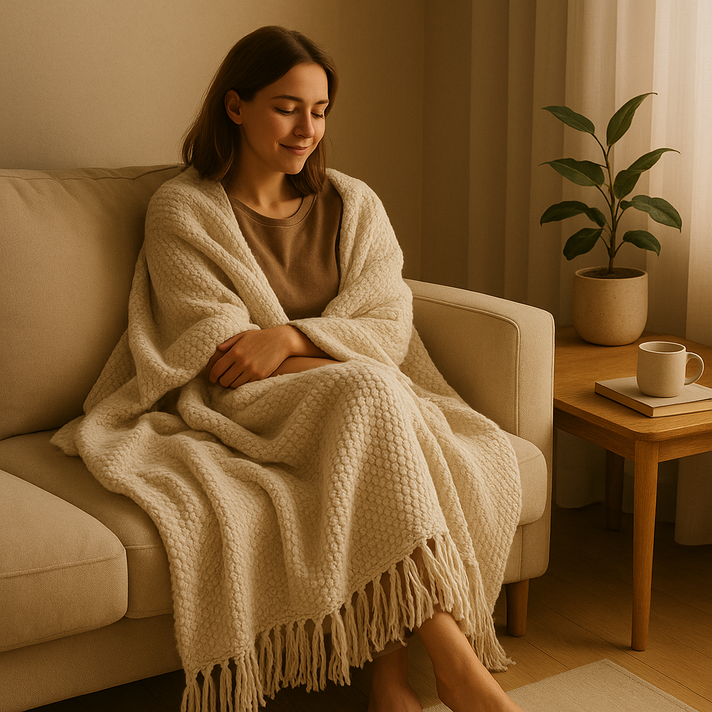 Nogy Yuki Woven Throw - Soft Japandi Comfort with Tassel Detail
