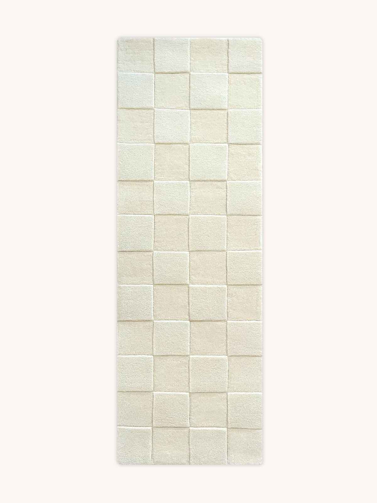 Rug CHECKERBOARD Off White 1.8 x 5.2 ft