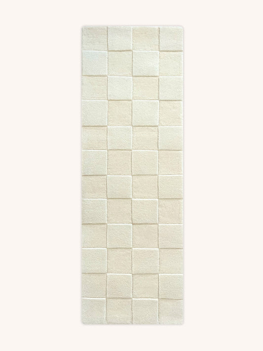 Rug CHECKERBOARD Off White 1.8 x 5.2 ft