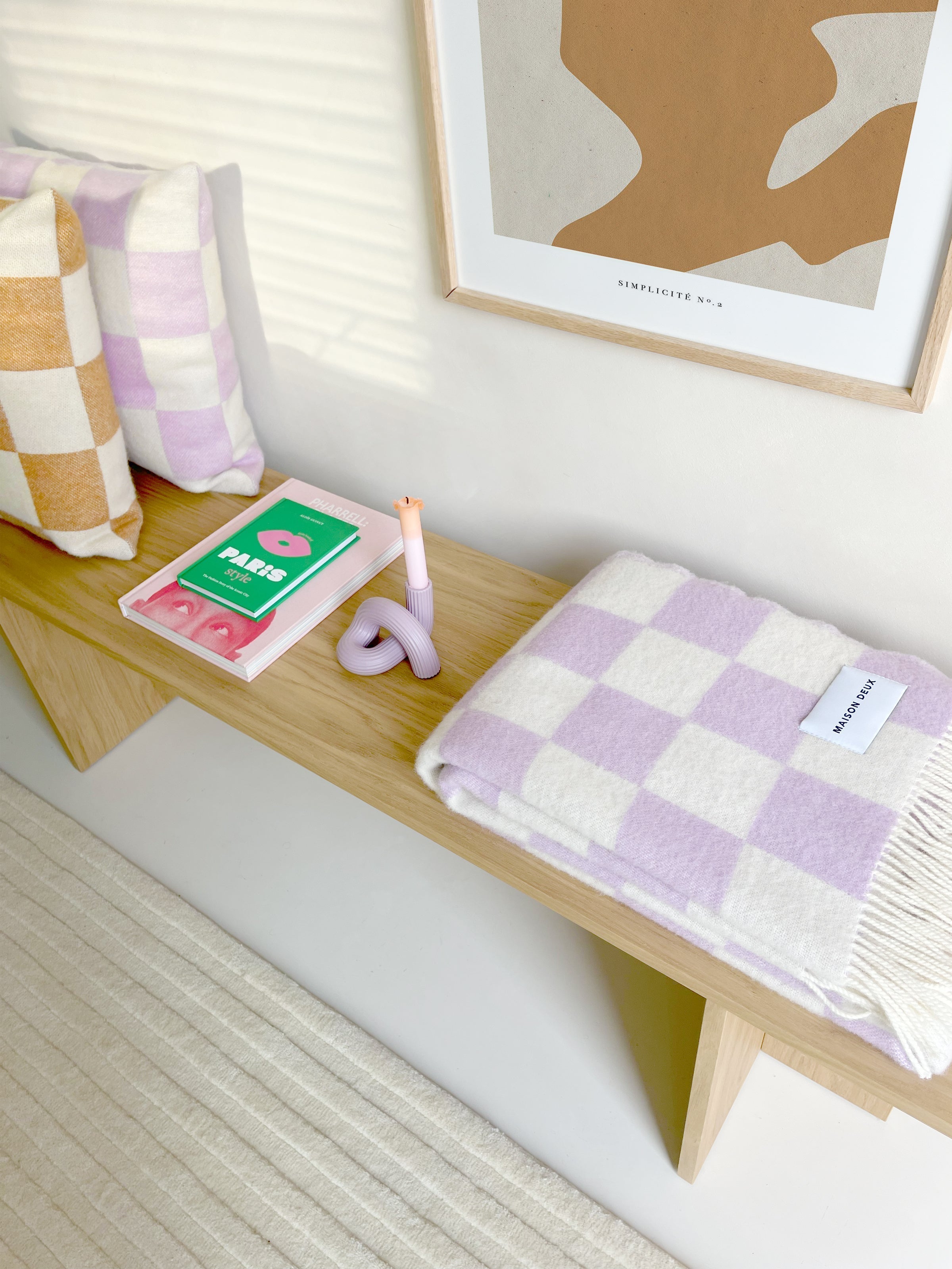 Blanket CHECKERBOARD Lilac / White 4.25 x 6.5 ft - Arte House