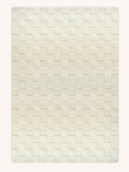 Rug CHECKERBOARD Off White 6.6 x 9.8 ft
