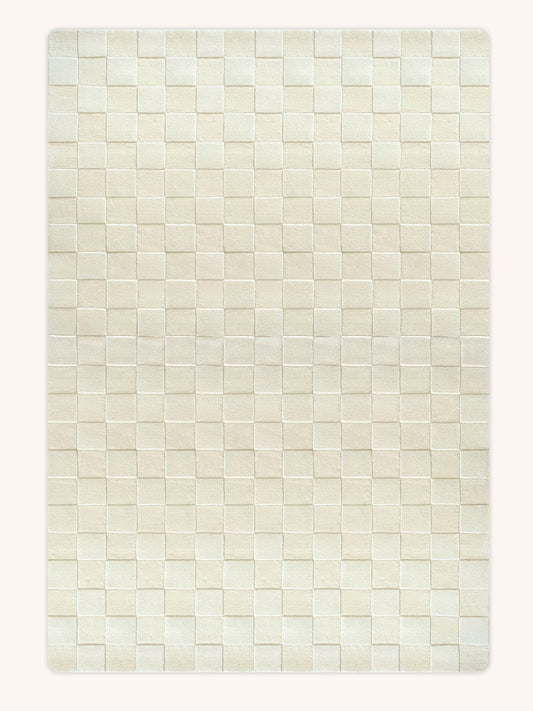 Rug CHECKERBOARD Off White 6.6 x 9.8 ft