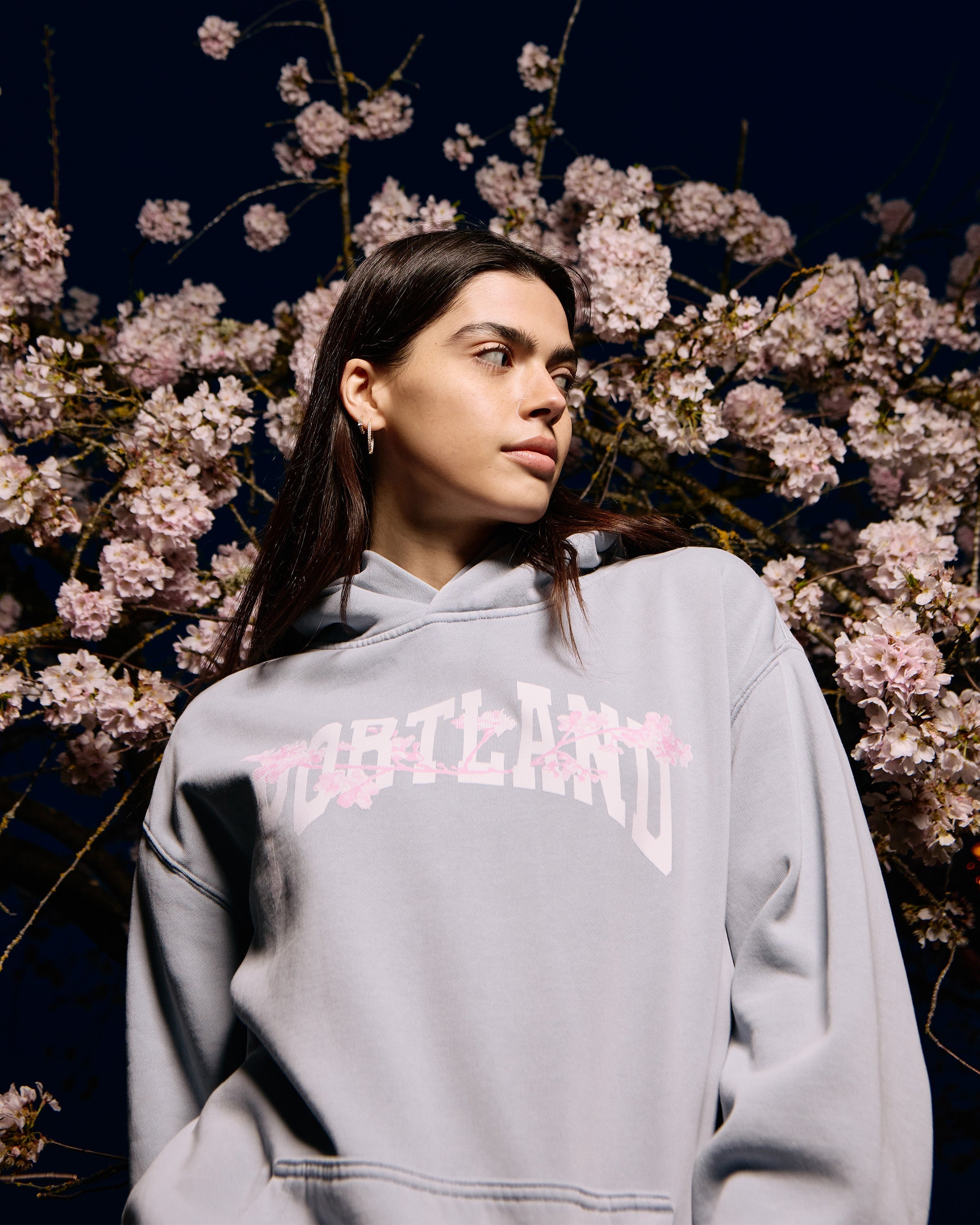 Sueded Halftone Blossom Hoodie - Powder - Arte House
