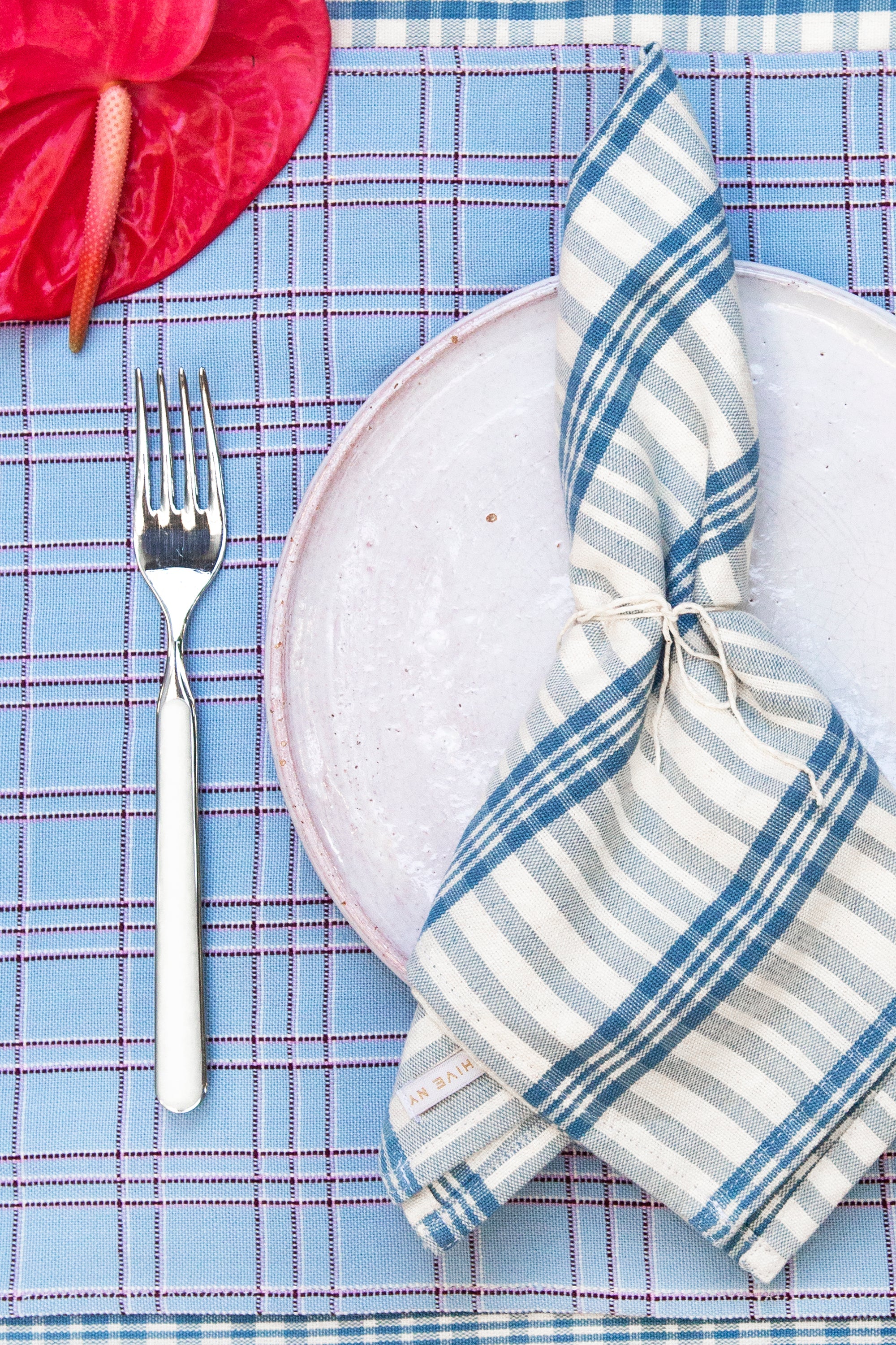 Chiapas Plaid Light Blue Table Runner - Arte House