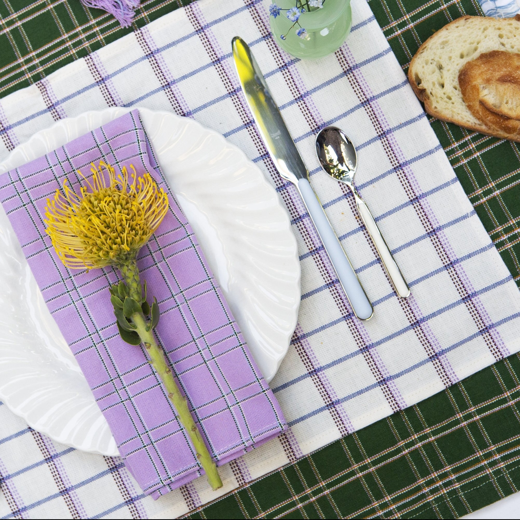 San Lucas Plaid White & Lilac Placemat - Arte House