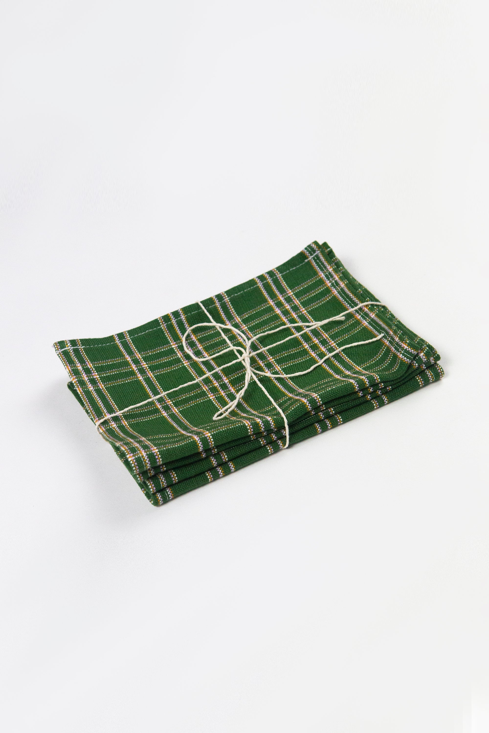 Chiapas Plaid Forest Green Cocktail Napkins Set of 4 - Arte House