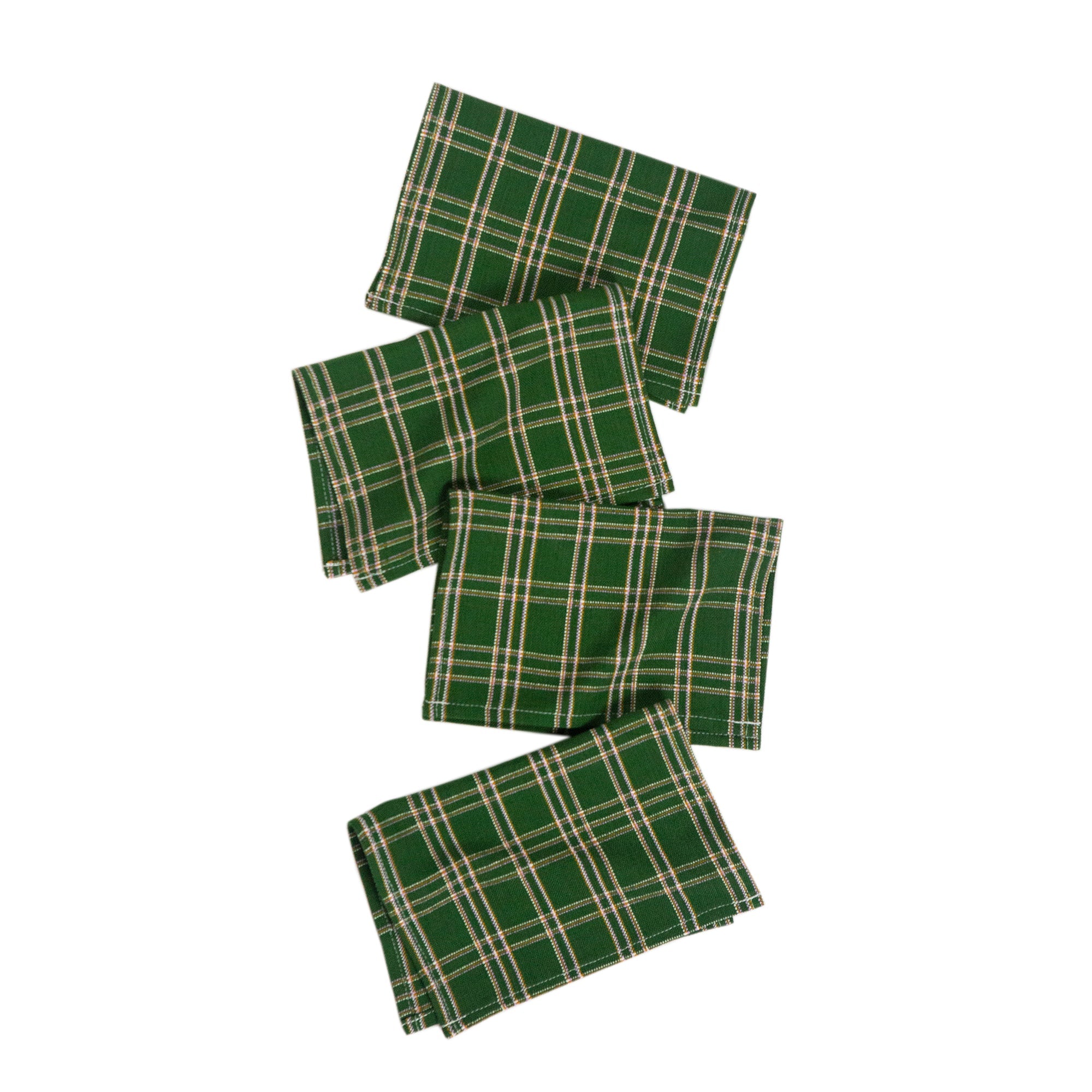 Chiapas Plaid Forest Green Cocktail Napkins Set of 4 - Arte House