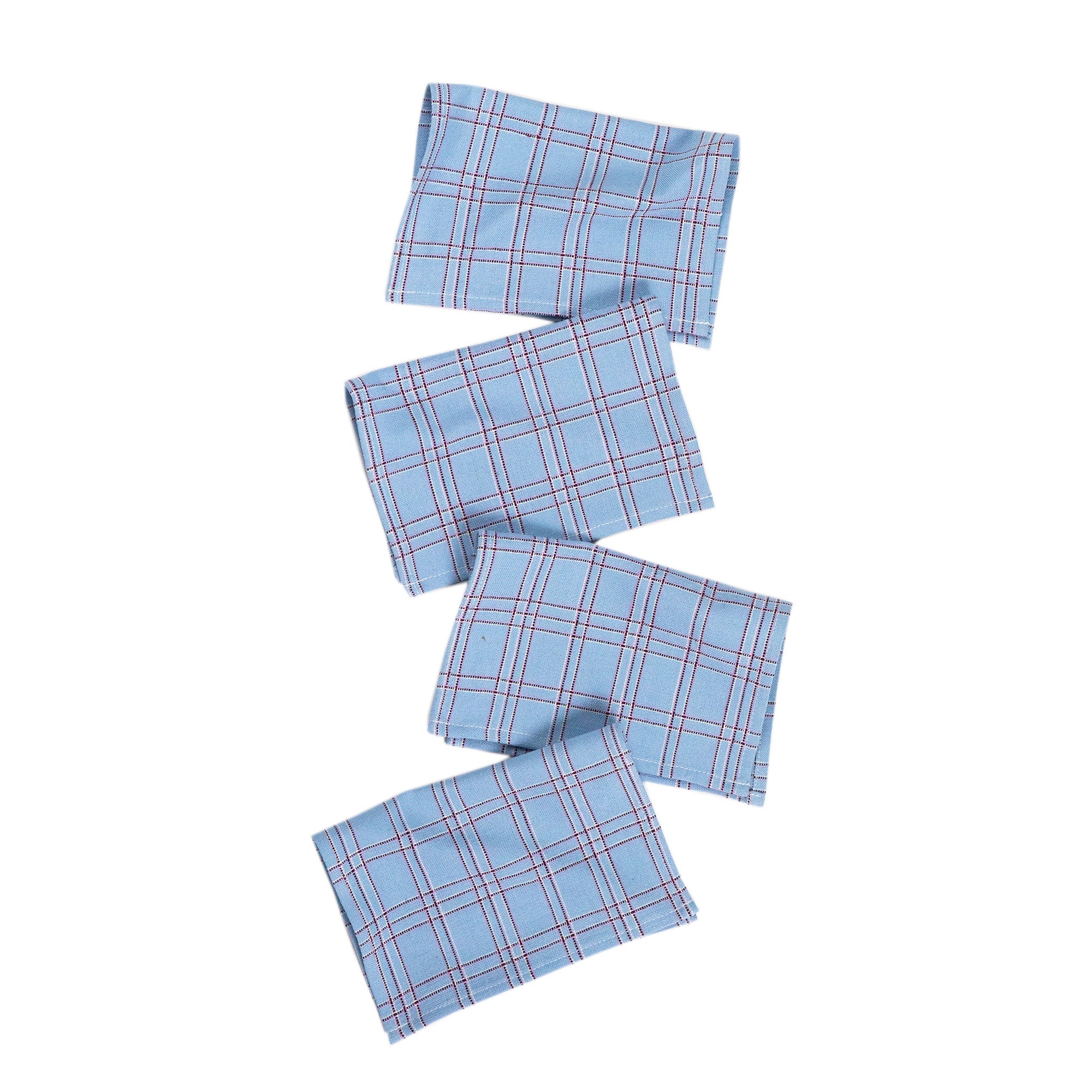 Chiapas Plaid Light Blue Cocktail Napkins Set of 4 - Arte House