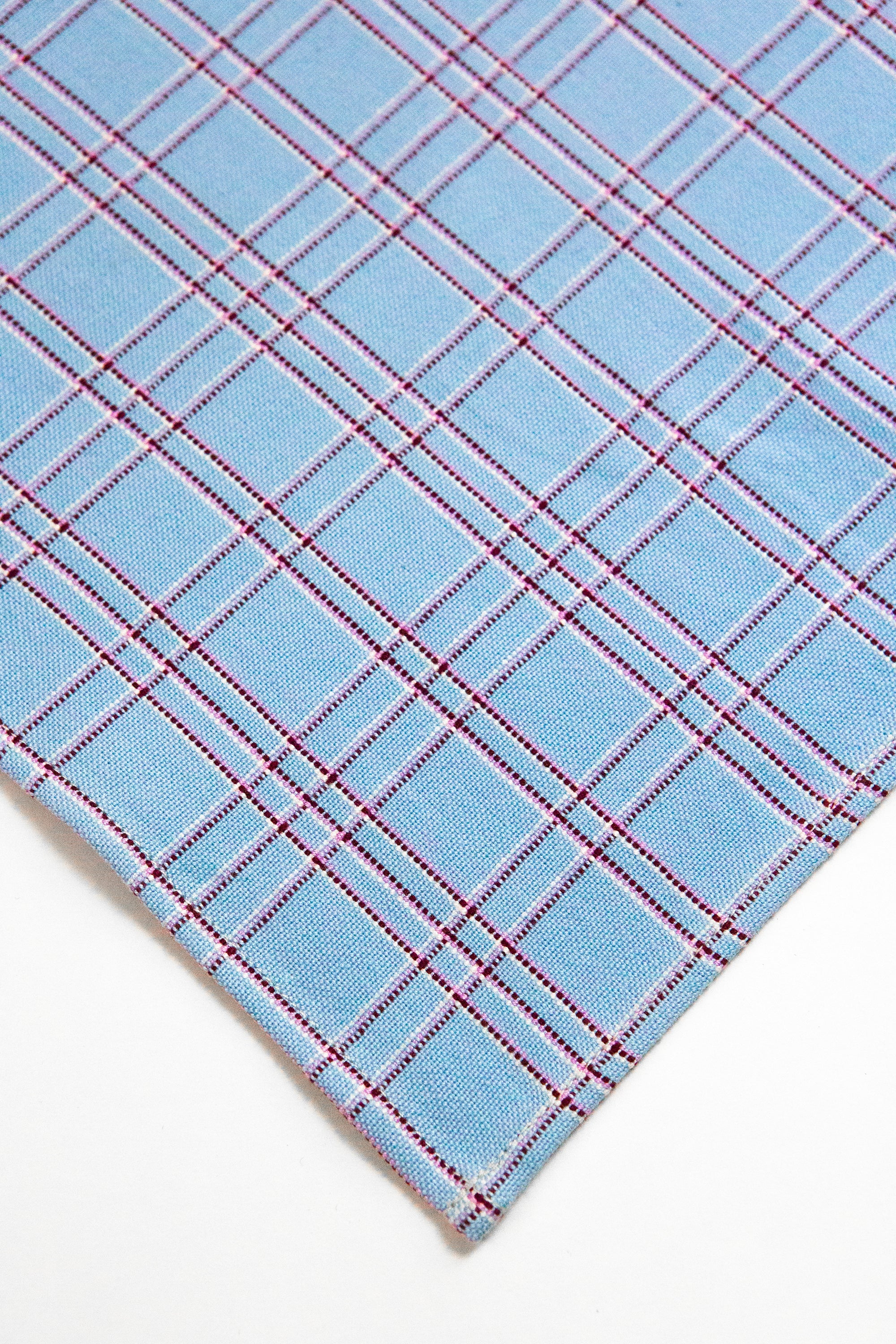 Chiapas Plaid Light Blue Cocktail Napkins Set of 4 - Arte House
