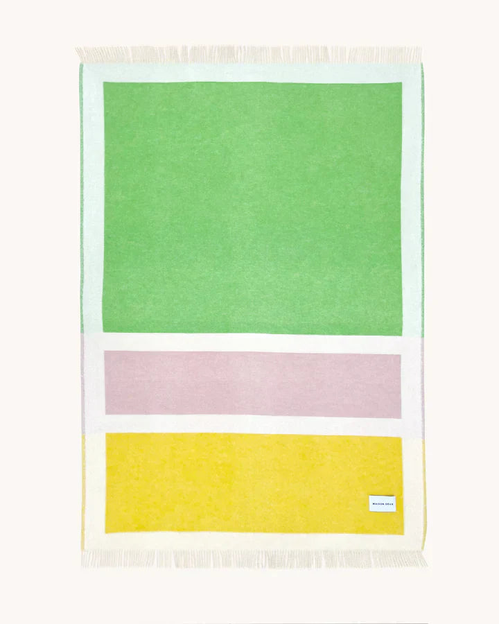 Blanket COLOR BLOCK No. 2 Yellow / Green and Lilac 4.25 x 6.5 ft - Arte House