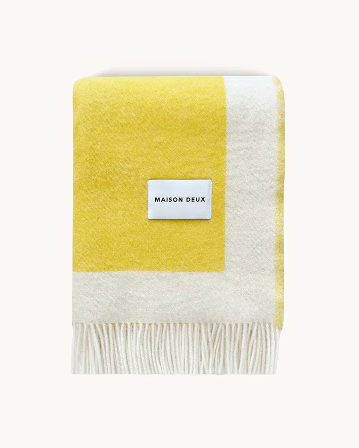 Blanket COLOR BLOCK No. 2 Yellow / Green and Lilac 4.25 x 6.5 ft - Arte House