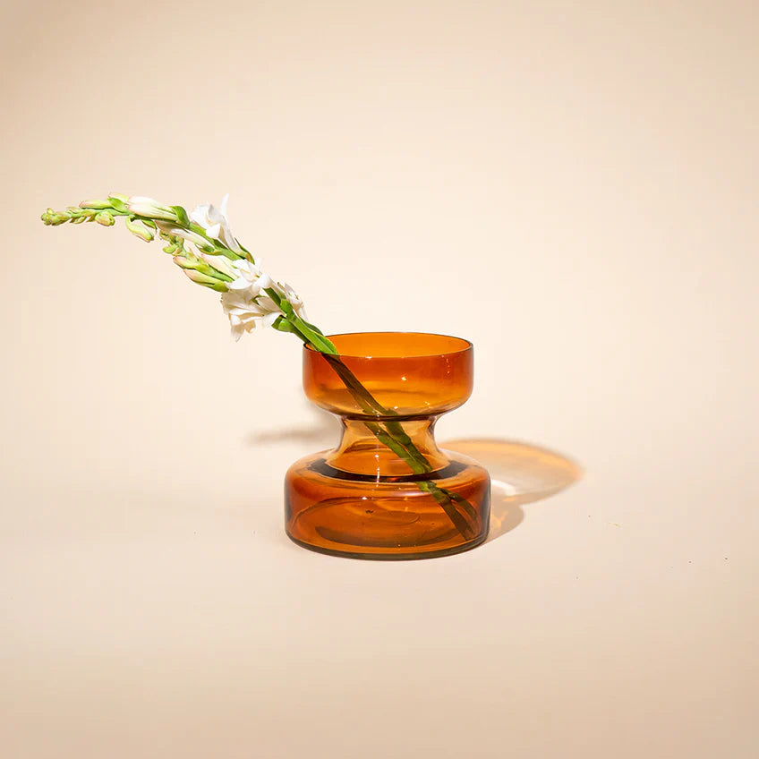 Slate Brown Handblown Glass vase  Short ,5.90x5.90x 5.51Inch - Arte House