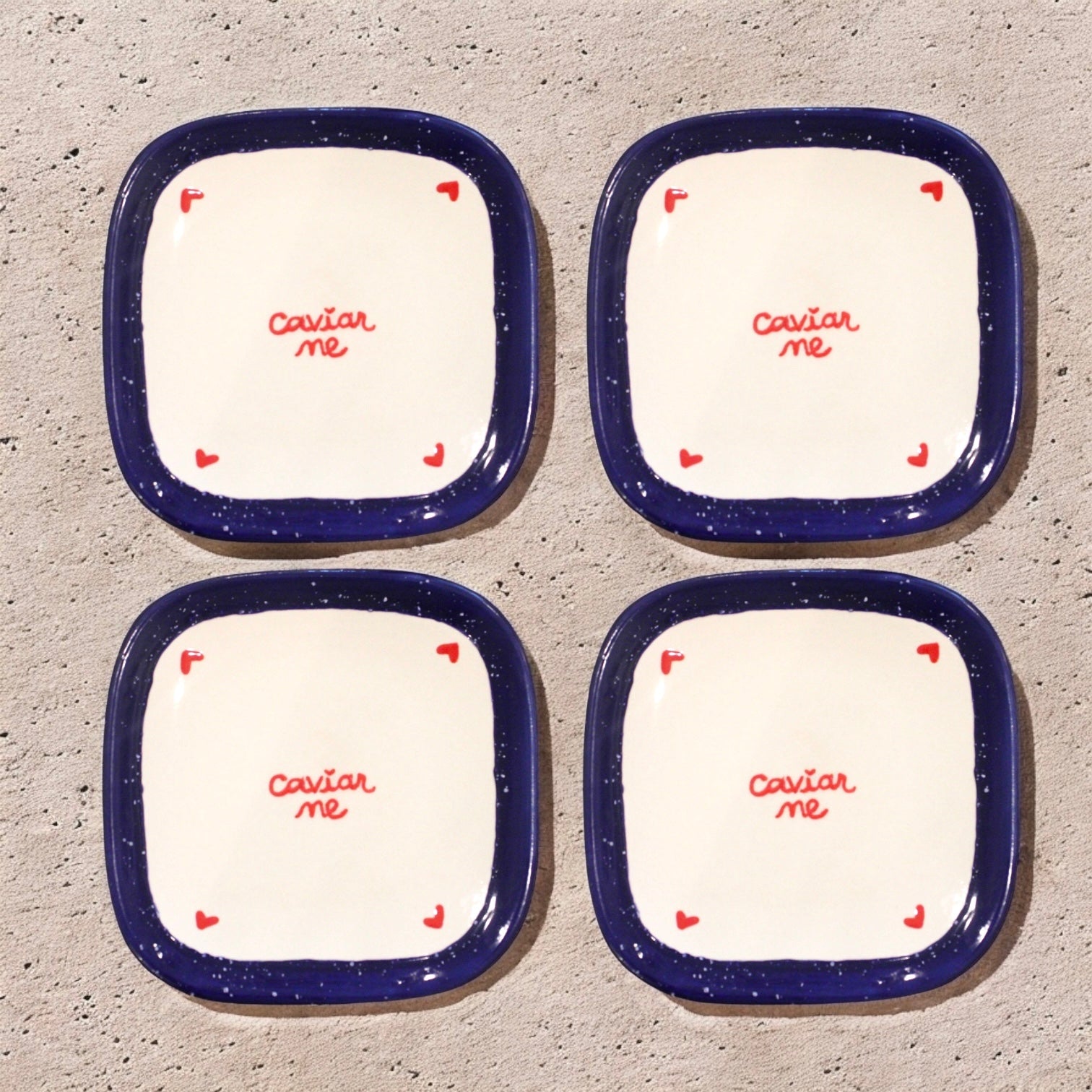 "caviar me" Tiny Plates/Collection of Four