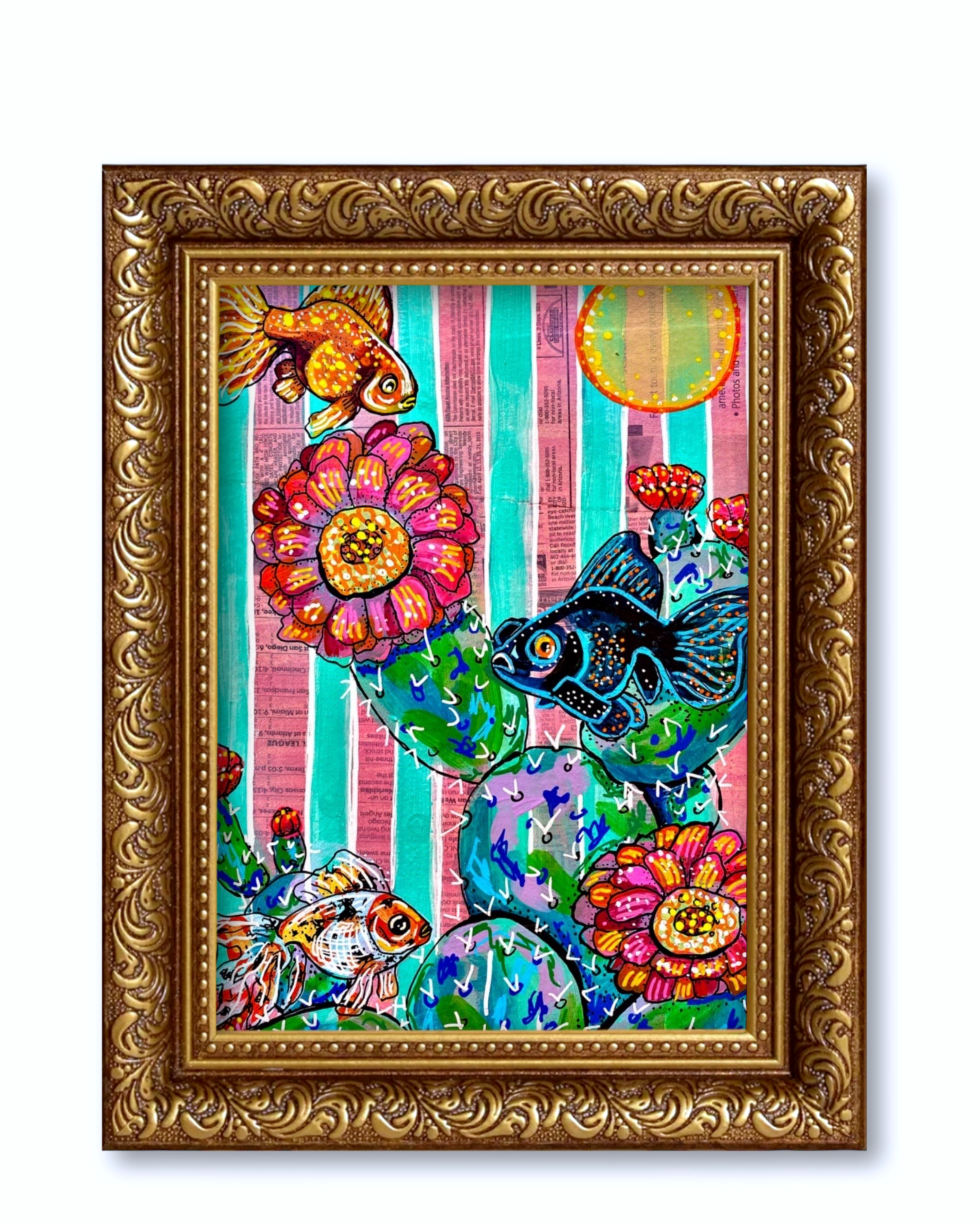 Cactus Goldfish Fine Art Magnet ( Large ) - Arte House