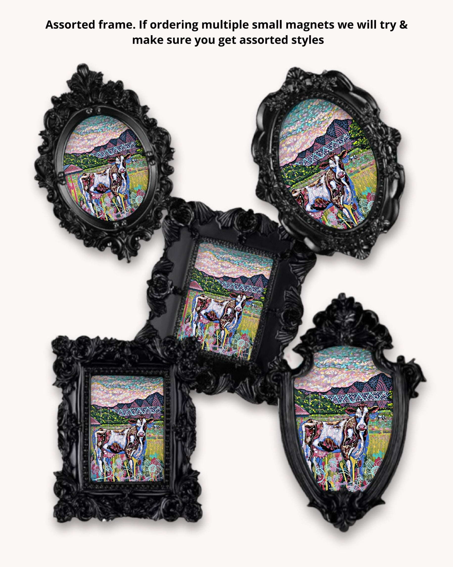 Cows On The Farm Framed Magnet ( Small ) - Arte House