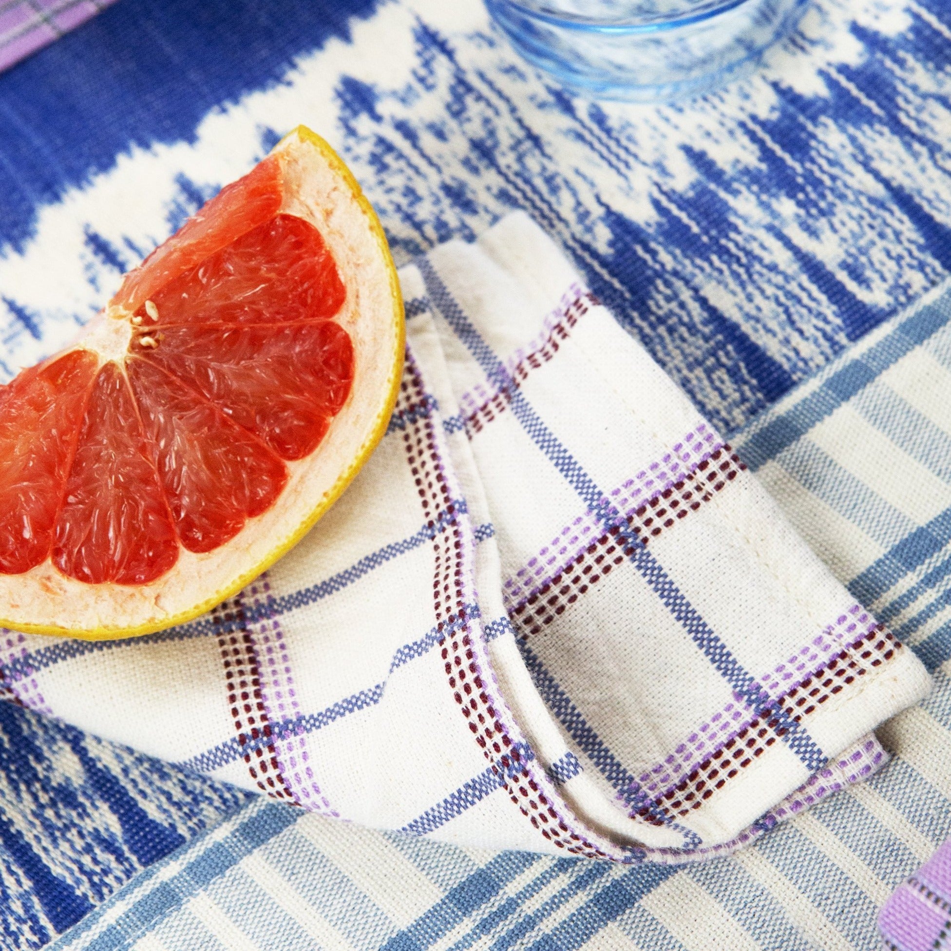 San Lucas Plaid White Cocktail Napkins Set of 4 - Arte House