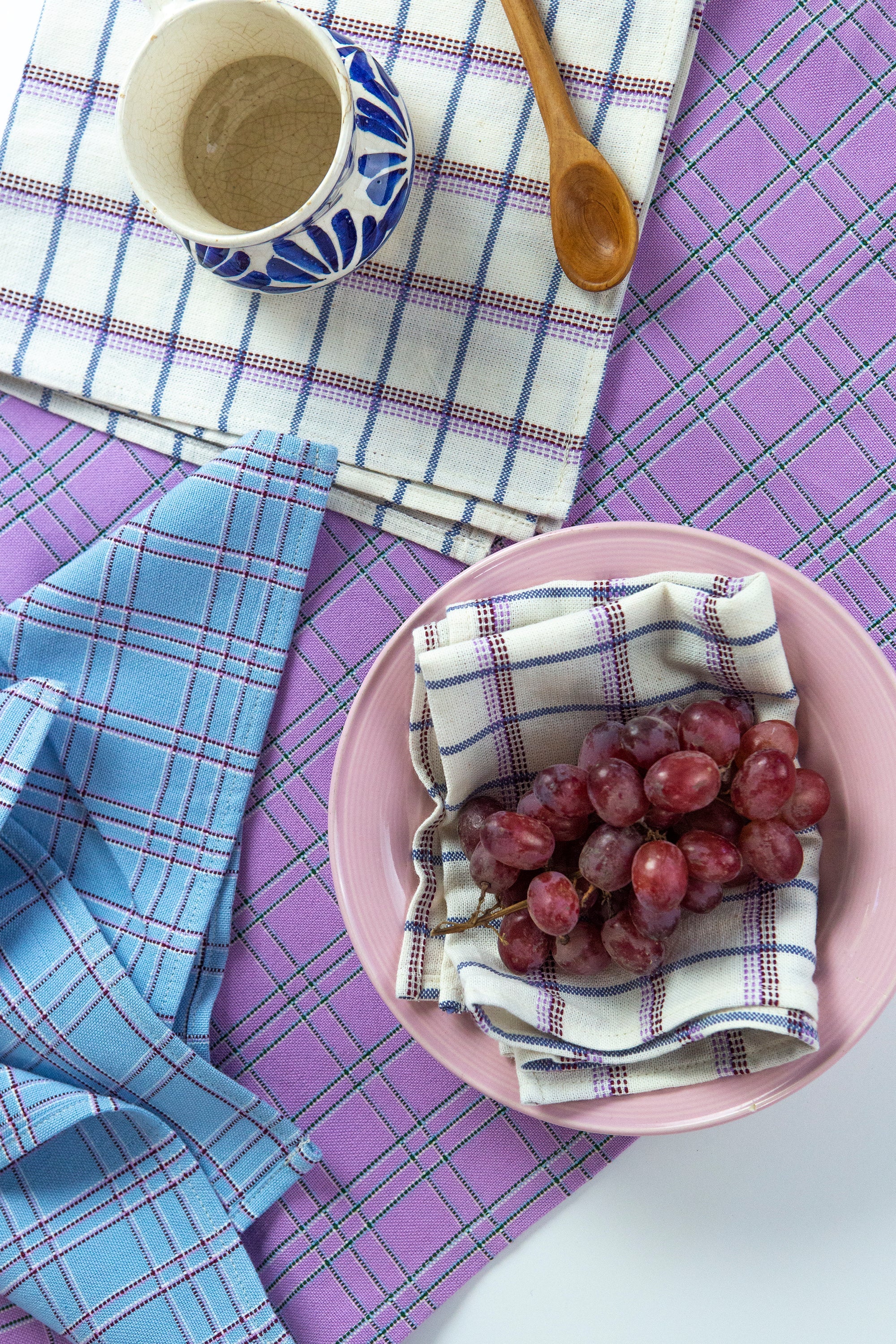 San Lucas Plaid White & Lilac Placemat - Arte House