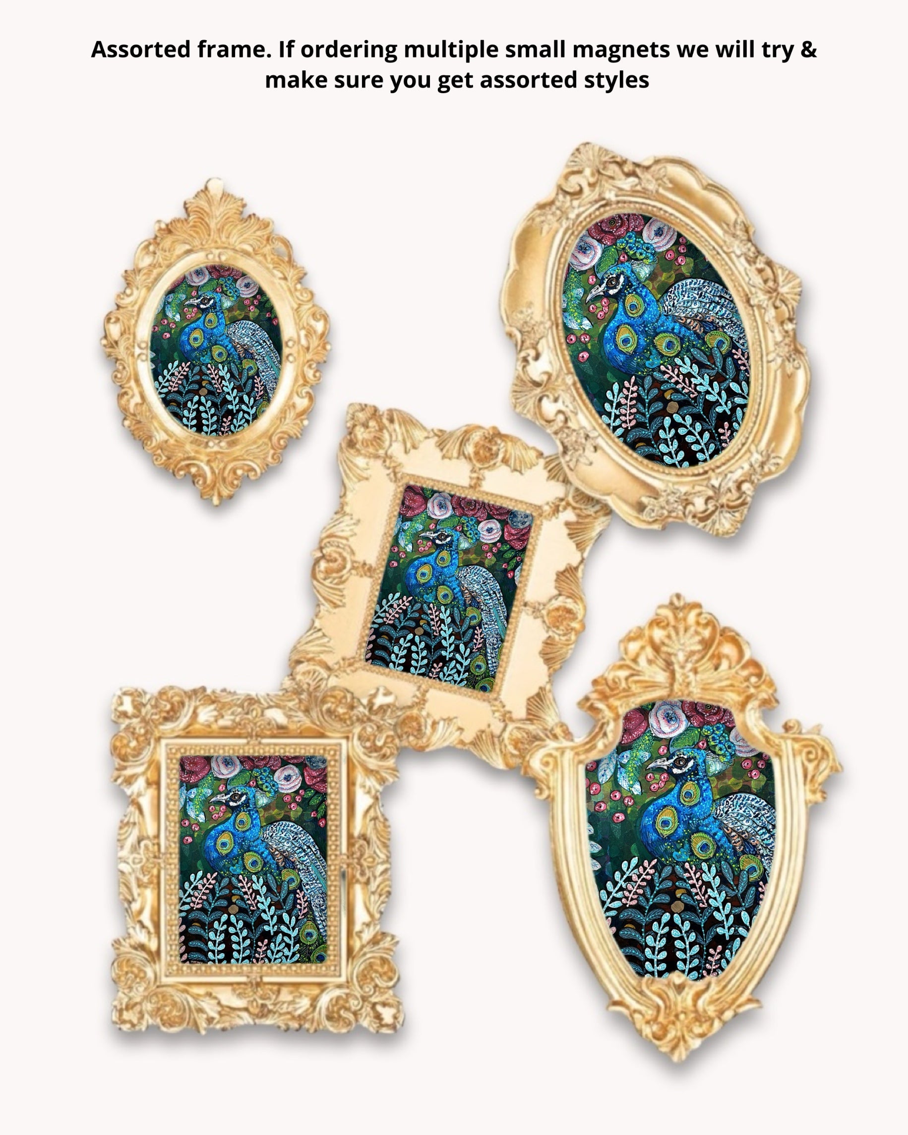 Blue Boy Peacock Framed Magnet ( Small ) - Arte House