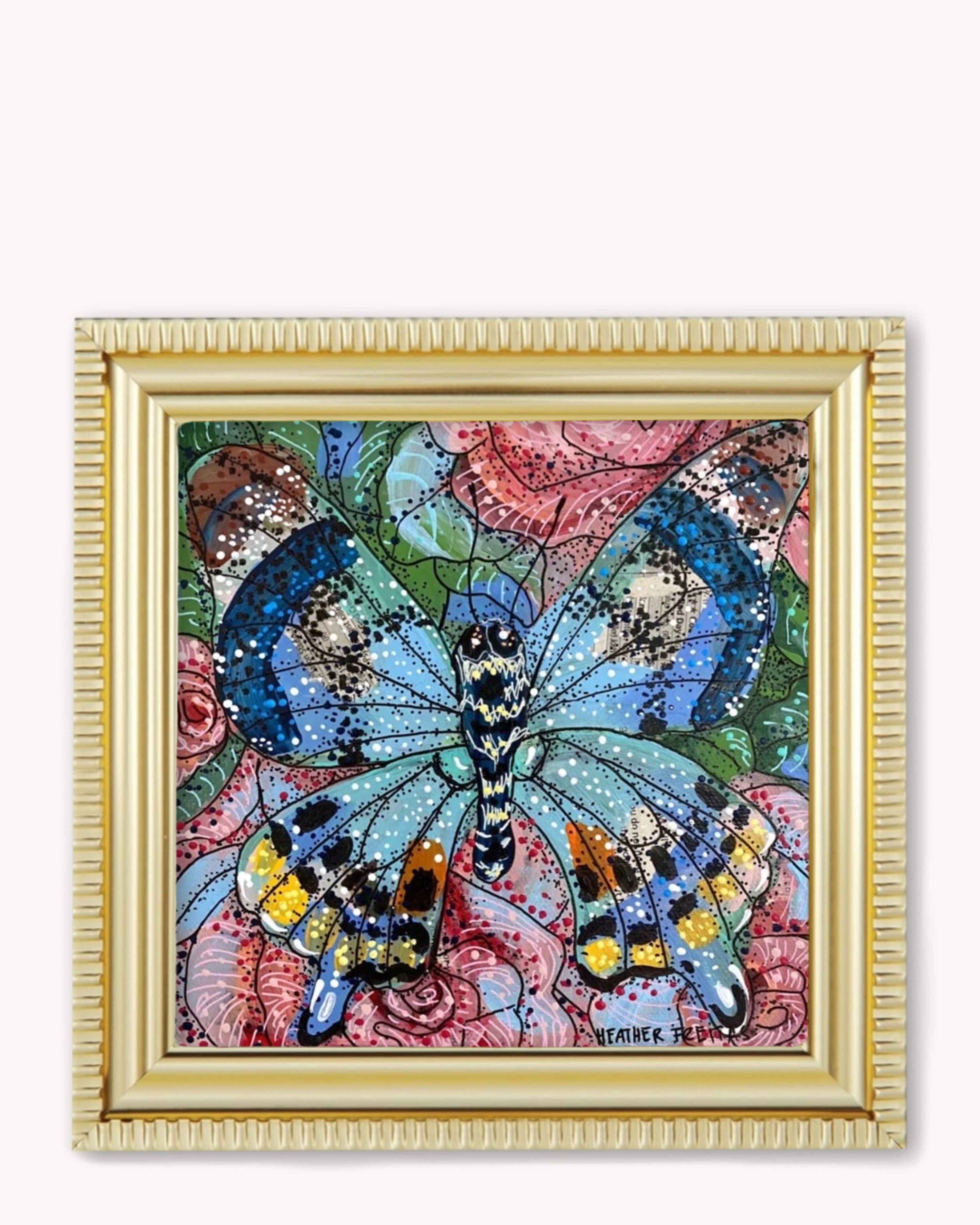 Rose Bouquet Butterfly Framed Magnet ( Medium ) - Arte House
