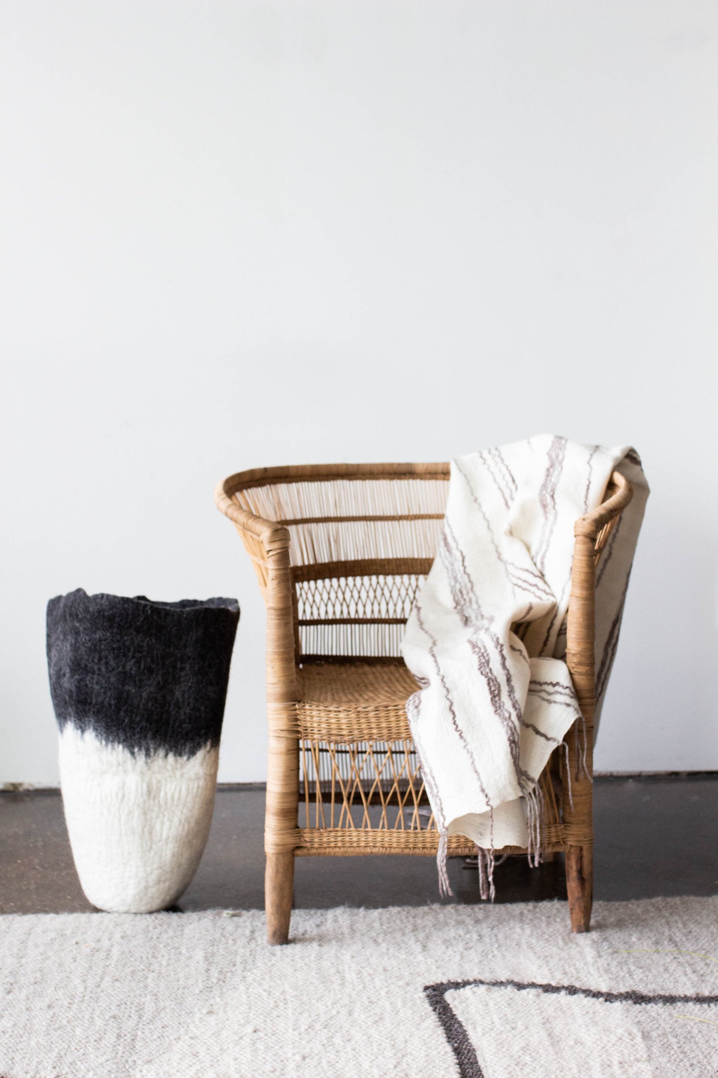 Eclipse Black & White Wool Floor Vase