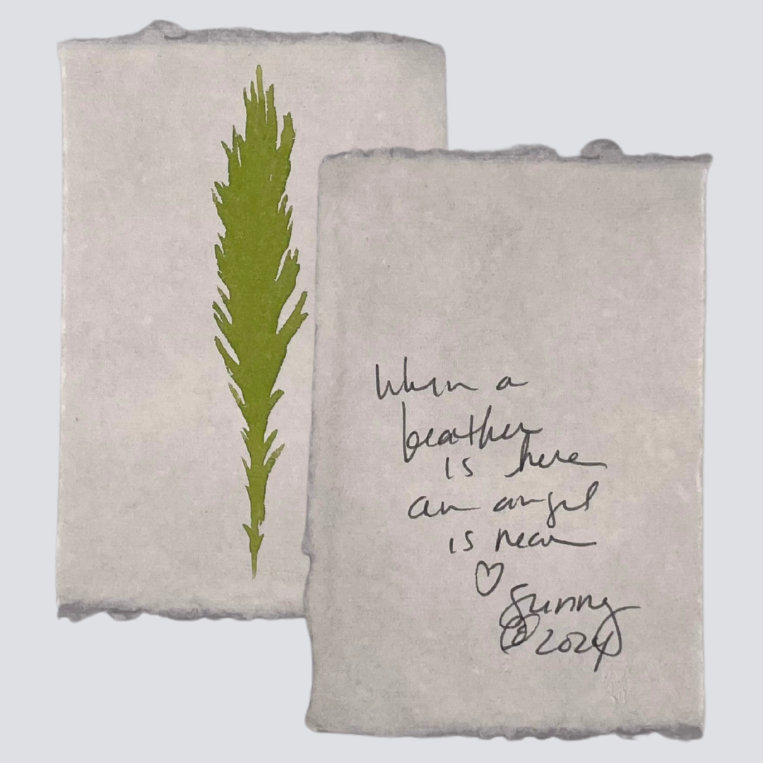 Large Moss Green Angel Feather