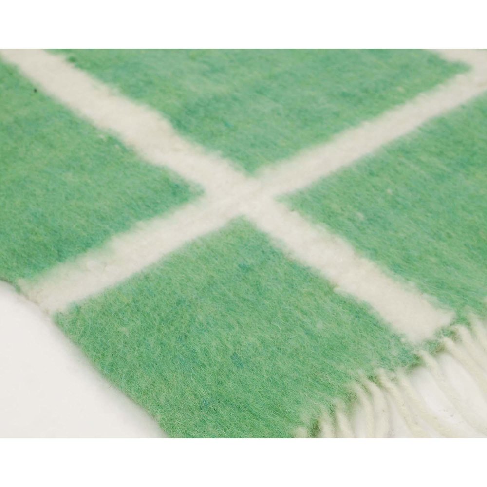 Momos Grid Blanket- Natural White &amp; Green
