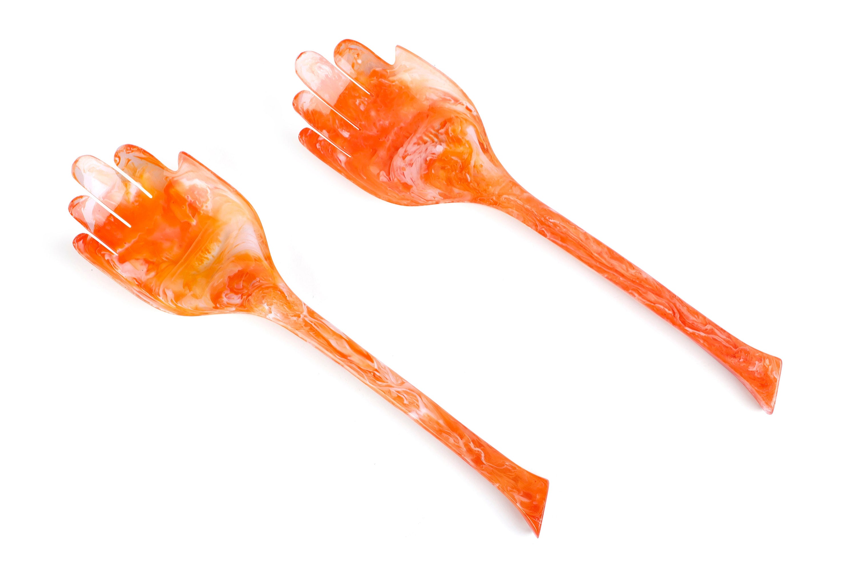 Hand Resin Salad Server- Orange (Set of 2),10.2x2.5 Inches - Arte House