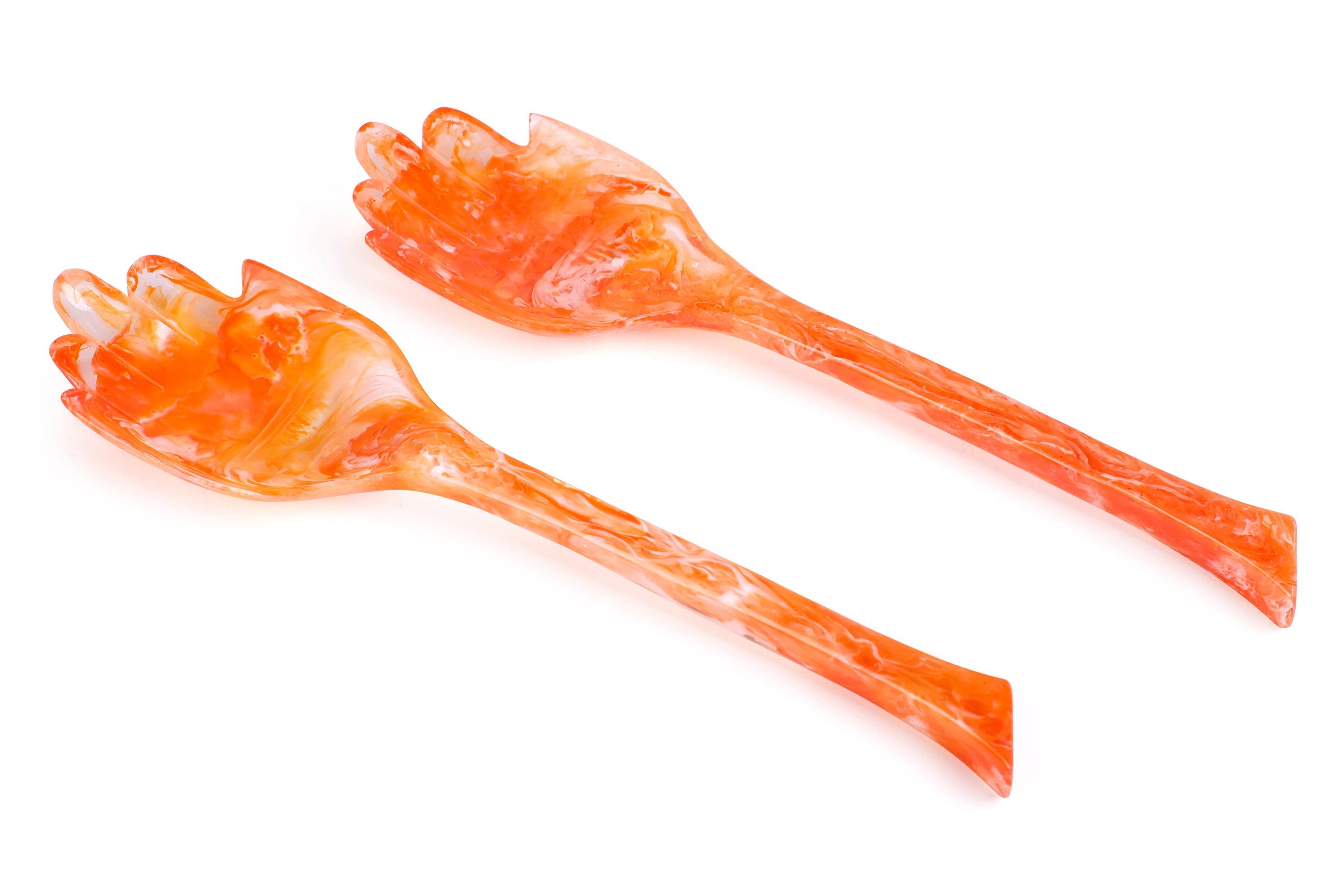 Hand Resin Salad Server- Orange (Set of 2),10.2x2.5 Inches - Arte House
