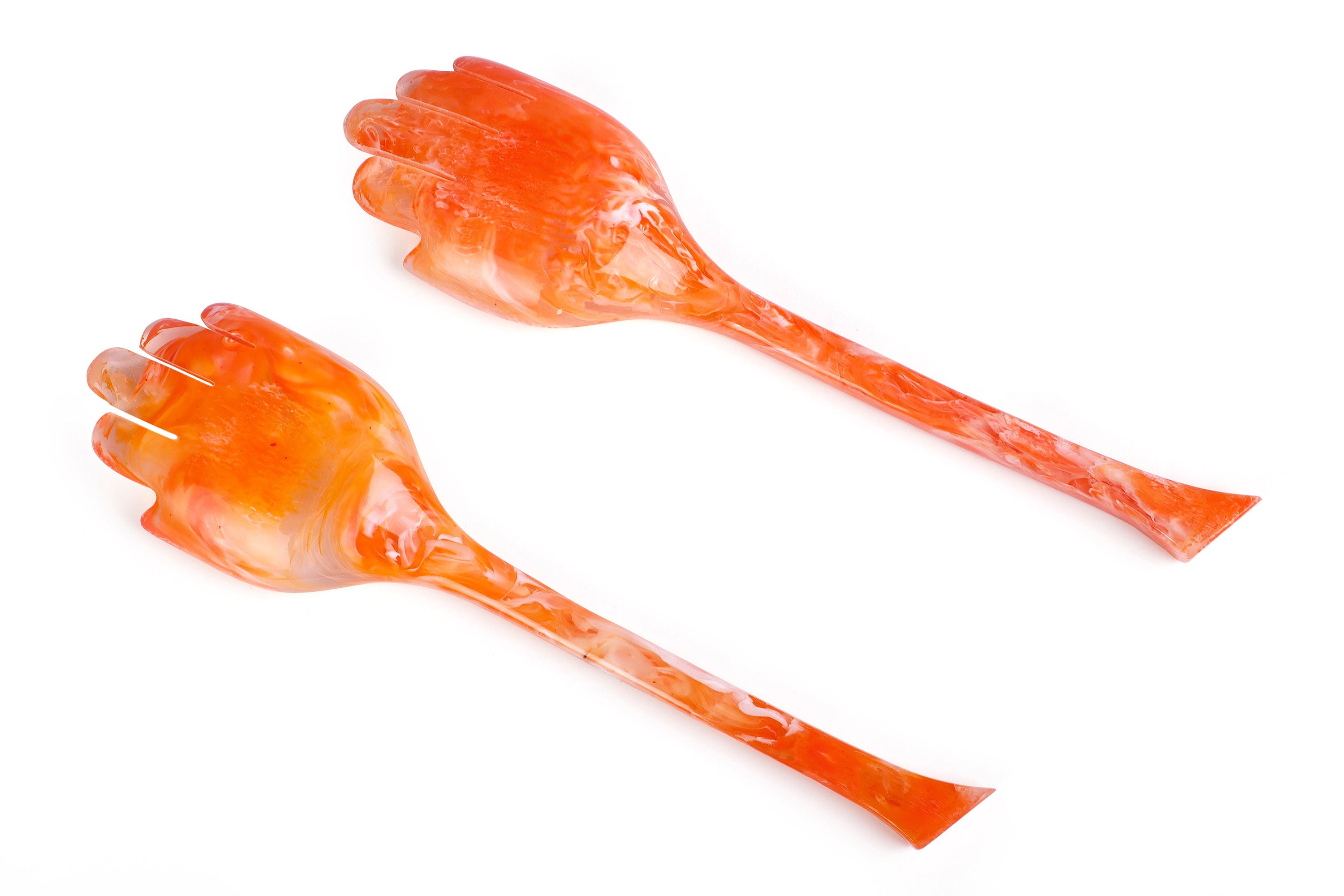 Hand Resin Salad Server- Orange (Set of 2),10.2x2.5 Inches - Arte House