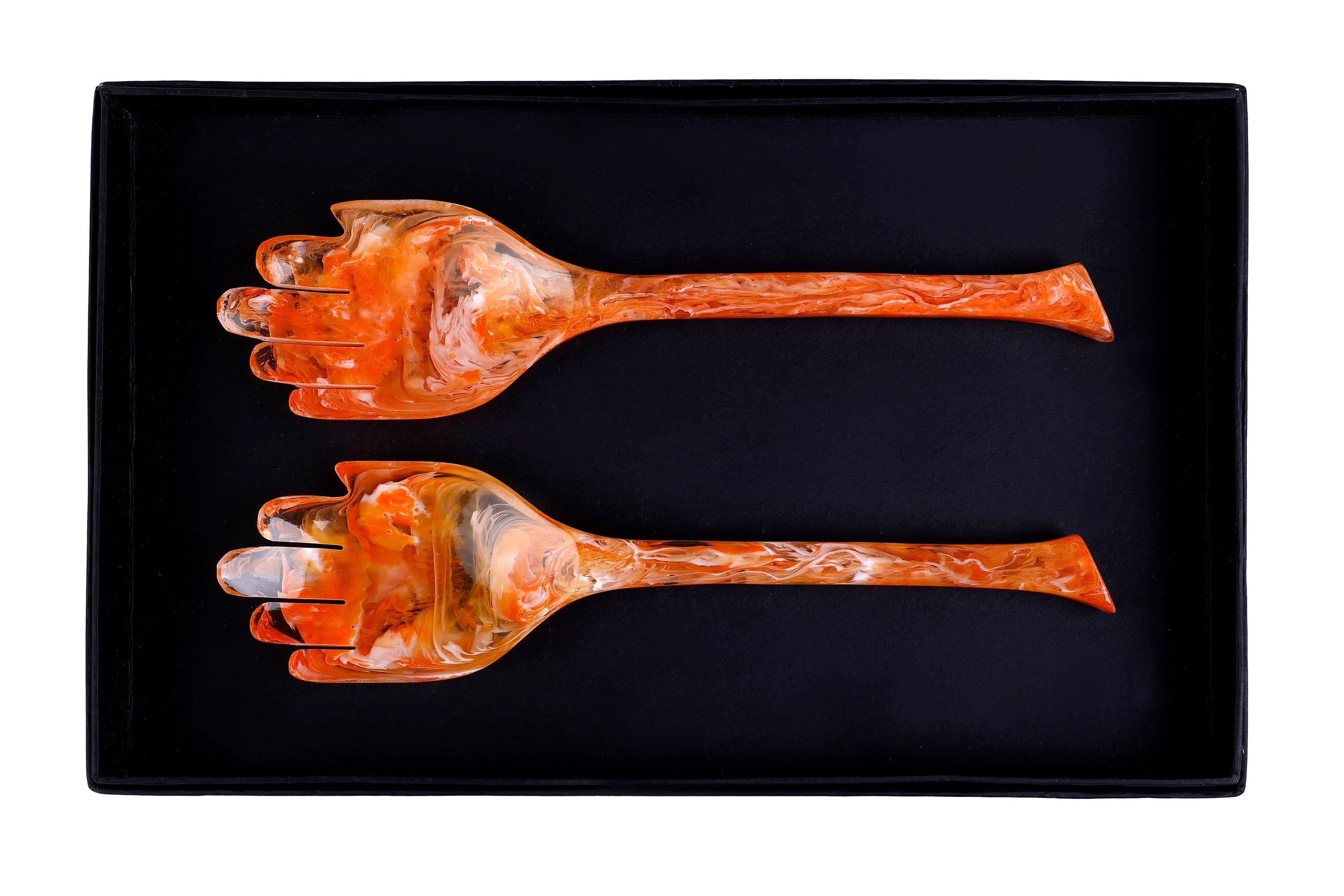 Hand Resin Salad Server- Orange (Set of 2),10.2x2.5 Inches - Arte House