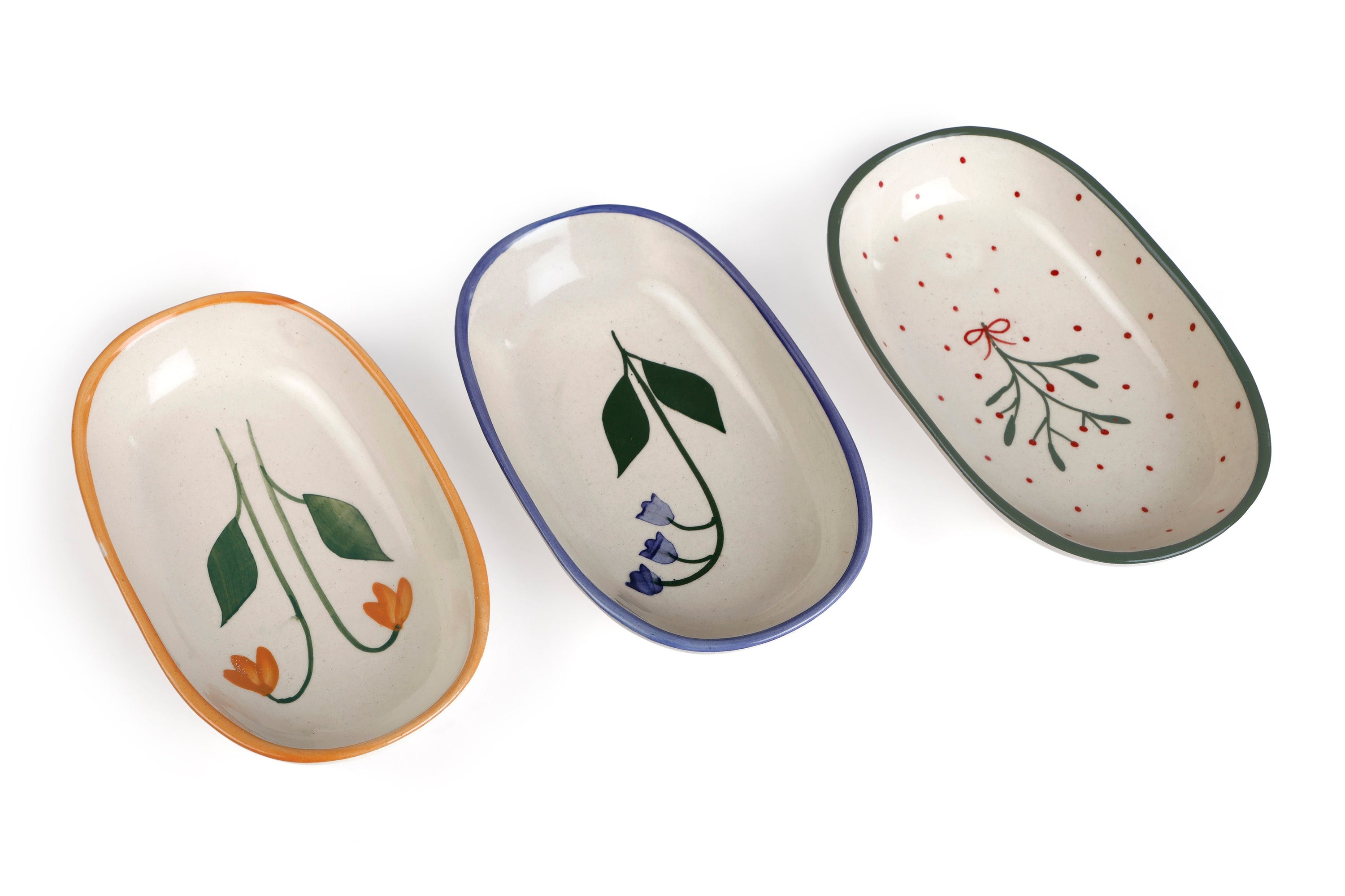 Handmade Ceramic Serving Bowl - Blue Bell , 1.5 x 8 x 4 Inches - Set of 4