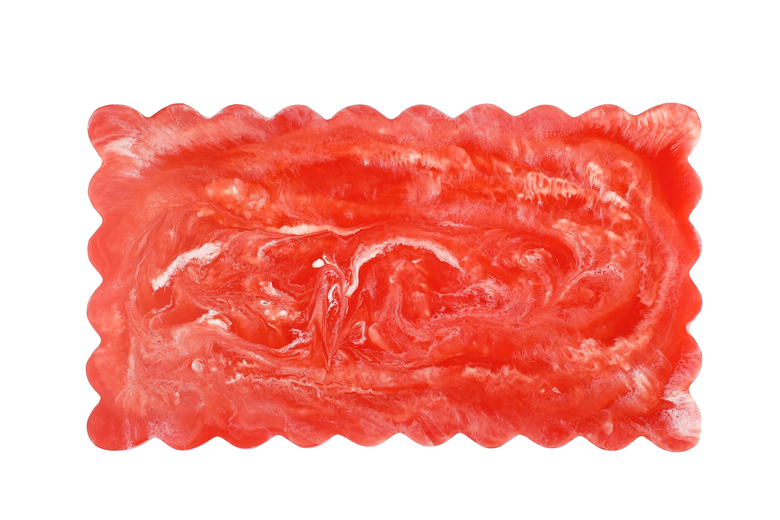 Scallop Rectangular Resin Cheese Board - Pink , 14 Inches