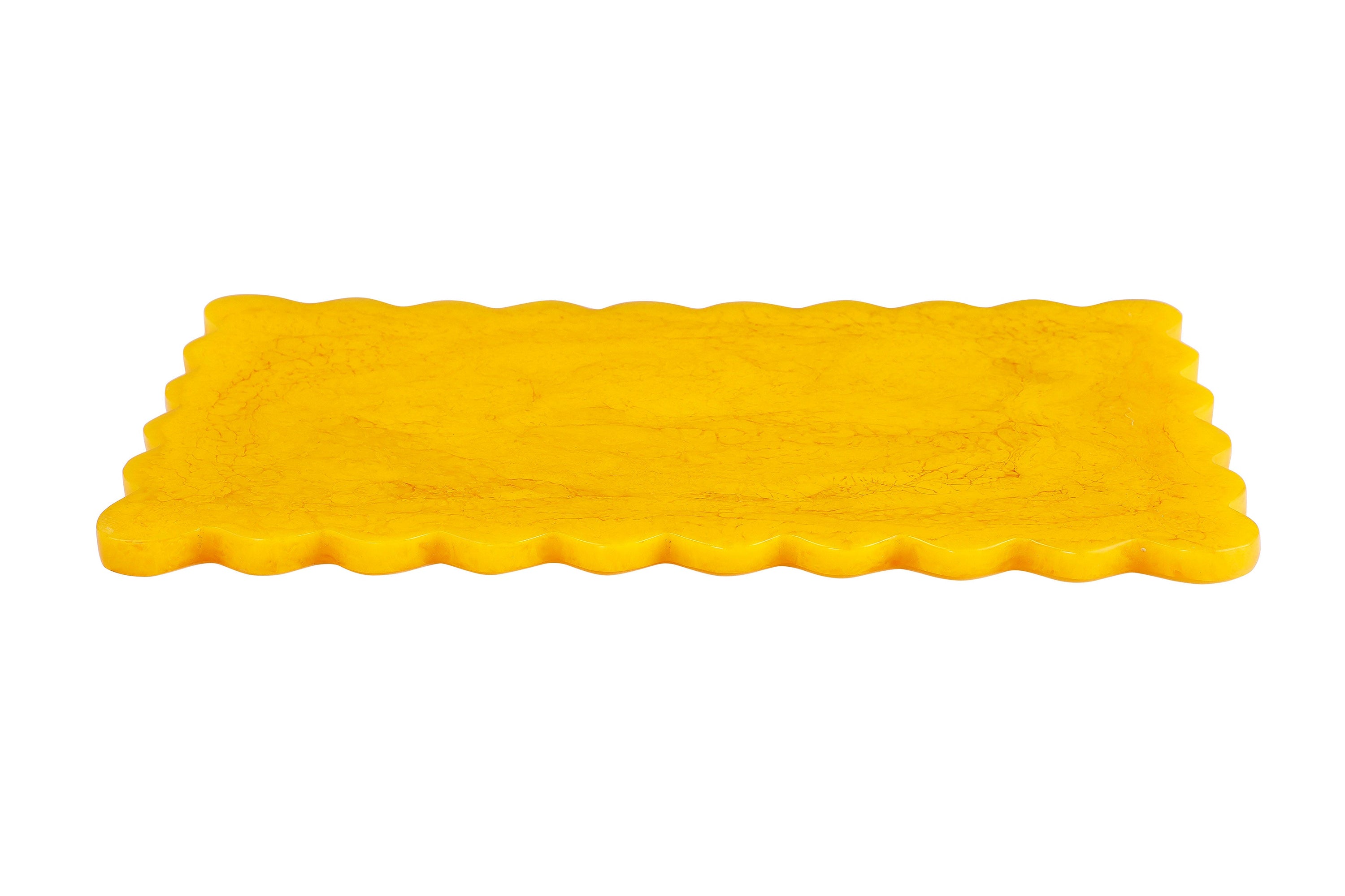 Scallop Rectangular Resin Cheese Board – Mustard , 14 Inches - Arte House