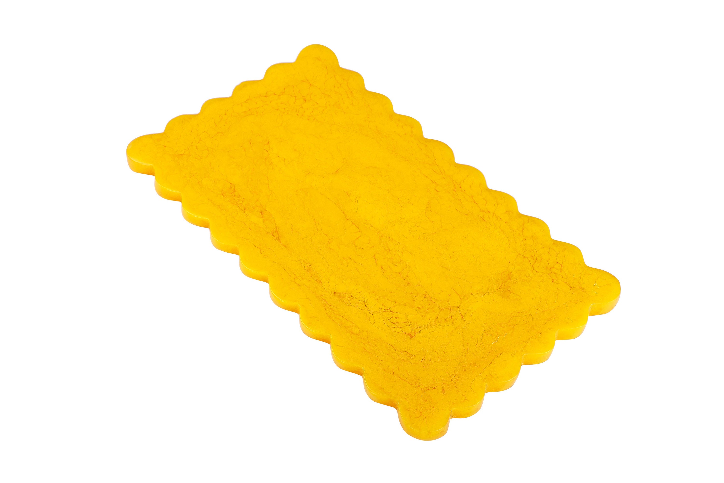 Scallop Rectangular Resin Cheese Board – Mustard , 14 Inches - Arte House