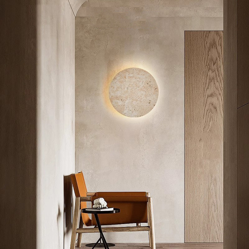 Nogy Natural Stone Round Wall Light Indoor Decorative Lighting, Ideal for Dining Room - Arte House