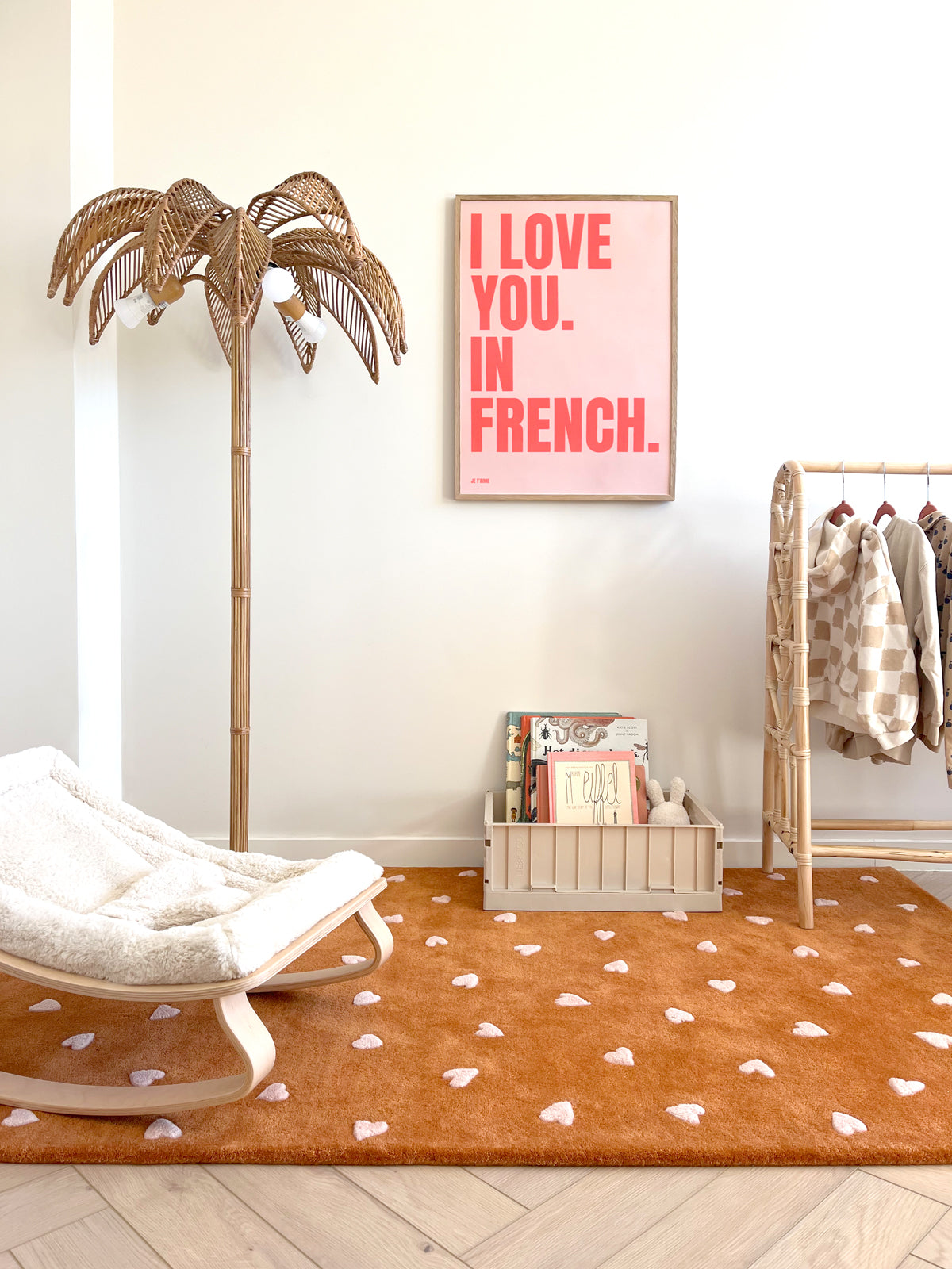 Rug HEARTS Brown / Pink Print 3.9 x 5.9 ft - Arte House