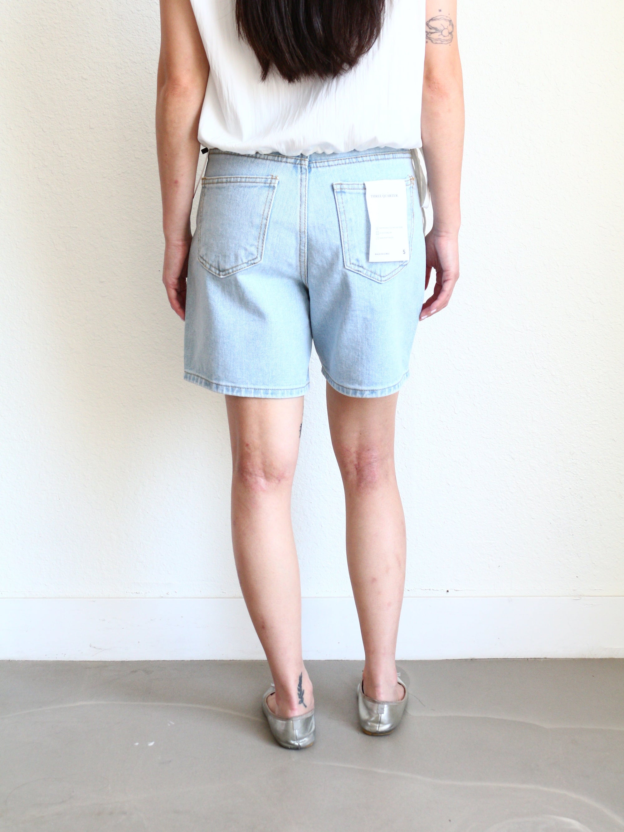 High Rise Denim Shorts - Light Wash