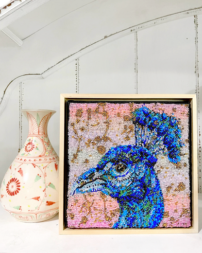 Golden Hour Peacock ( Fully Beaded Artwork )