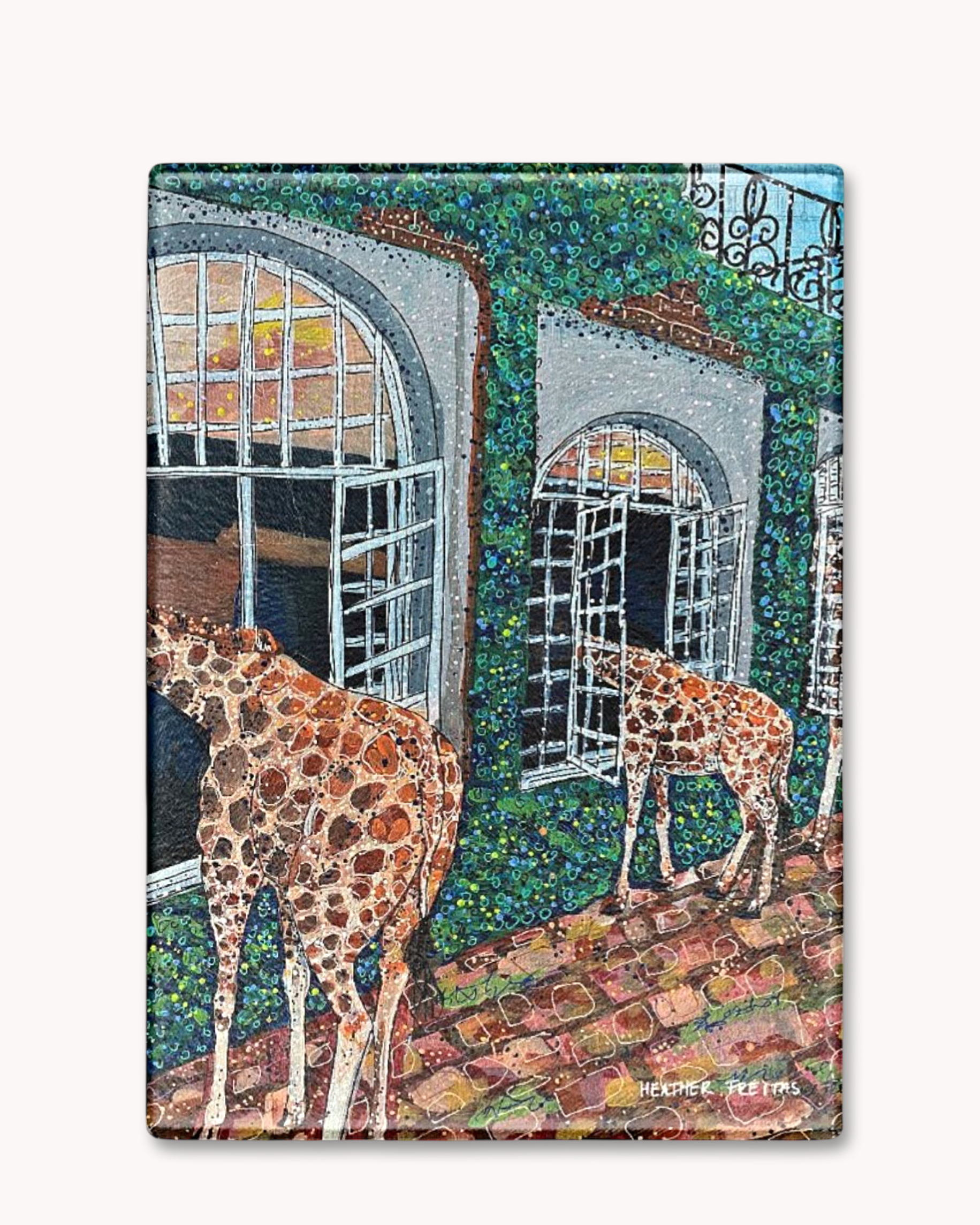 Fine Dining Giraffes Glass Cutting Board Trivet - Arte House